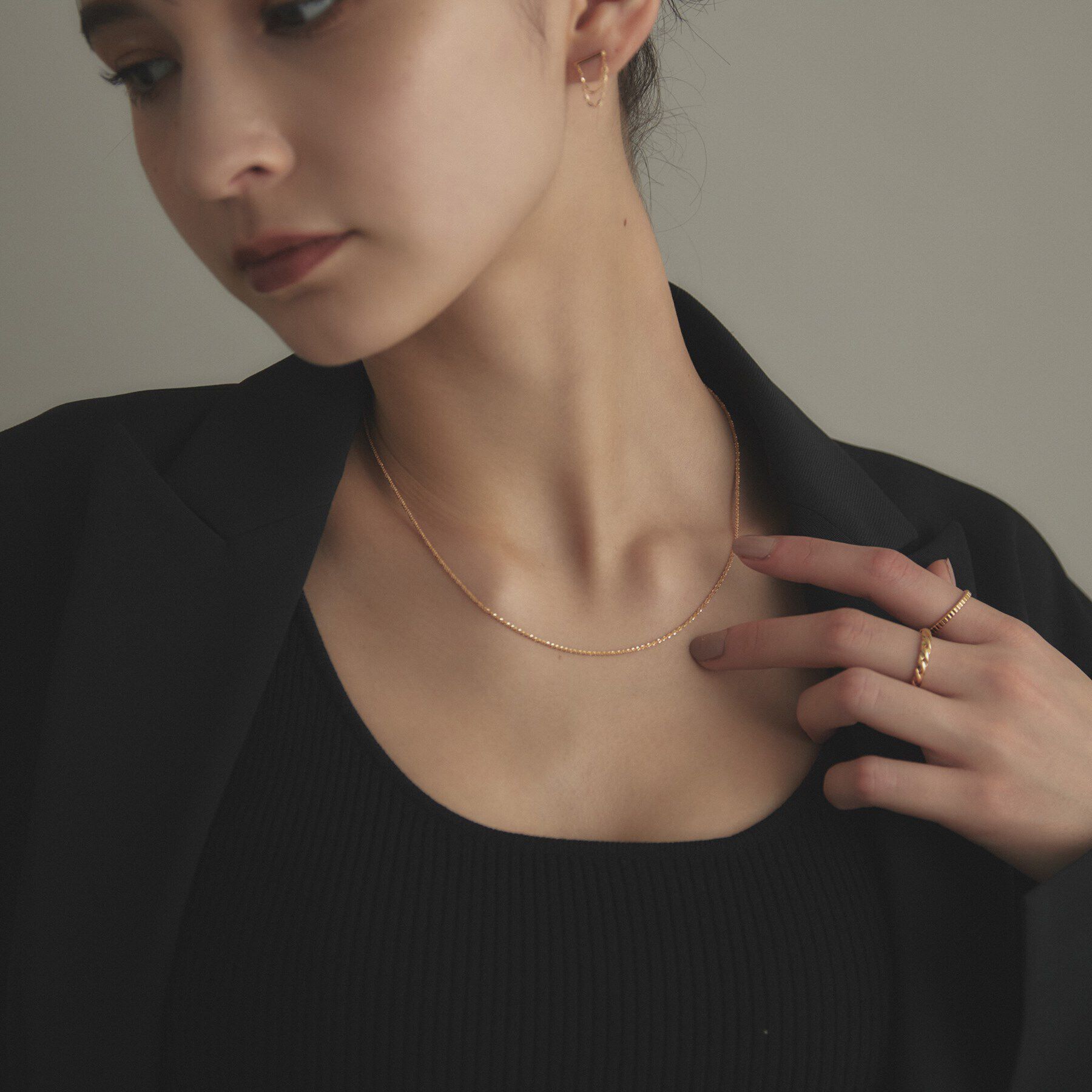 COCOSHNIK「K18クリスクロスチェーン ネックレス」|ネックレス|