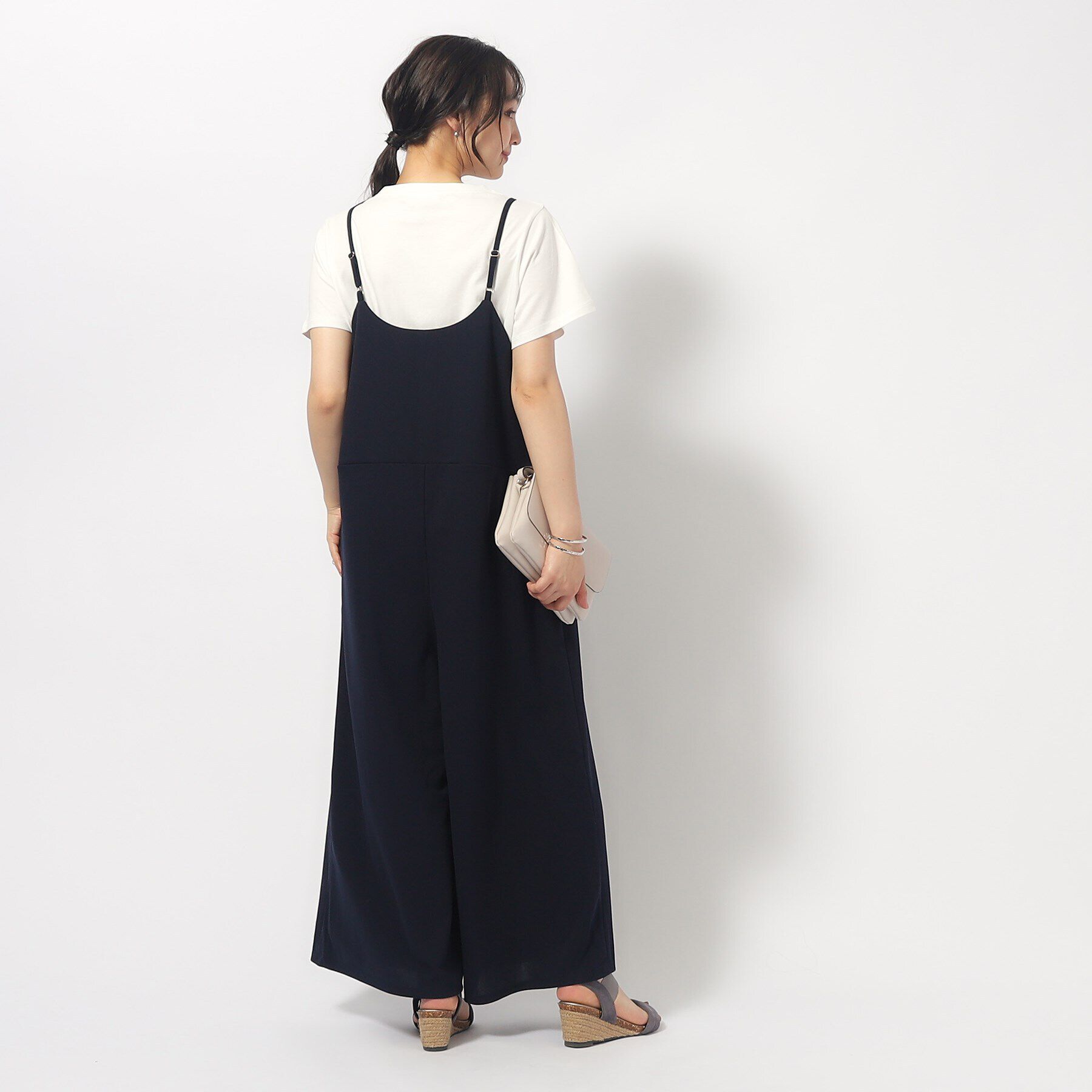 SHOO･LA･RUE「ぱっと着るだけで決まる 裏がさらさらカットジョーゼットサロペット」|オールインワン|