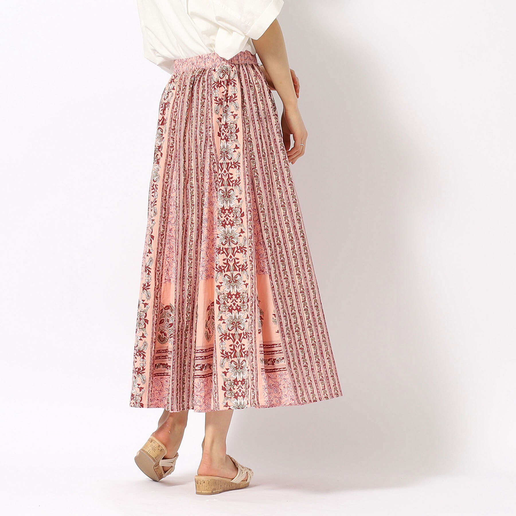 SHOO･LA･RUE「【洗える/インド綿100％】ふんわり軽やか 花柄プリントギャザースカート」|スカート|