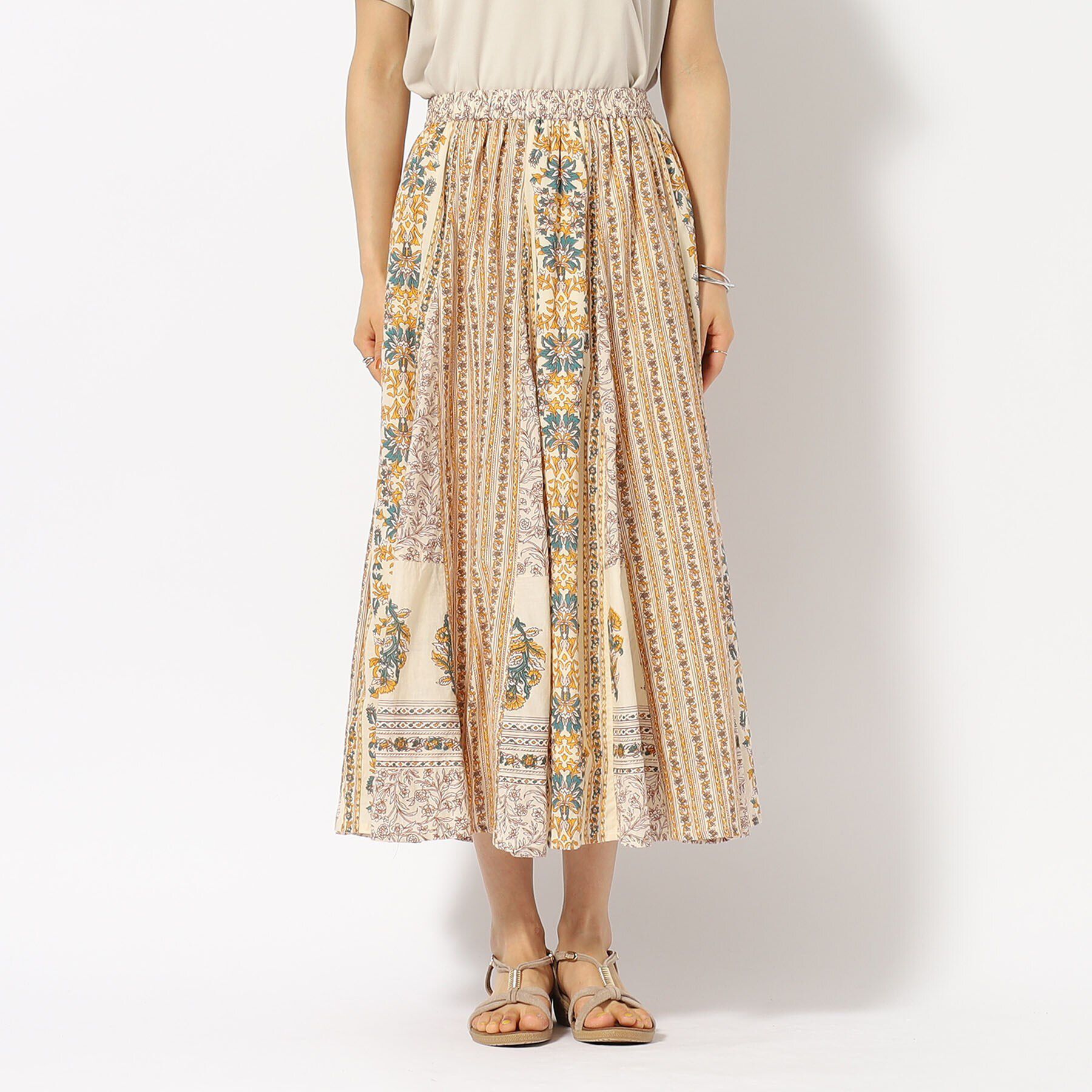 SHOO･LA･RUE「【洗える/インド綿100％】ふんわり軽やか 花柄プリントギャザースカート」|スカート|