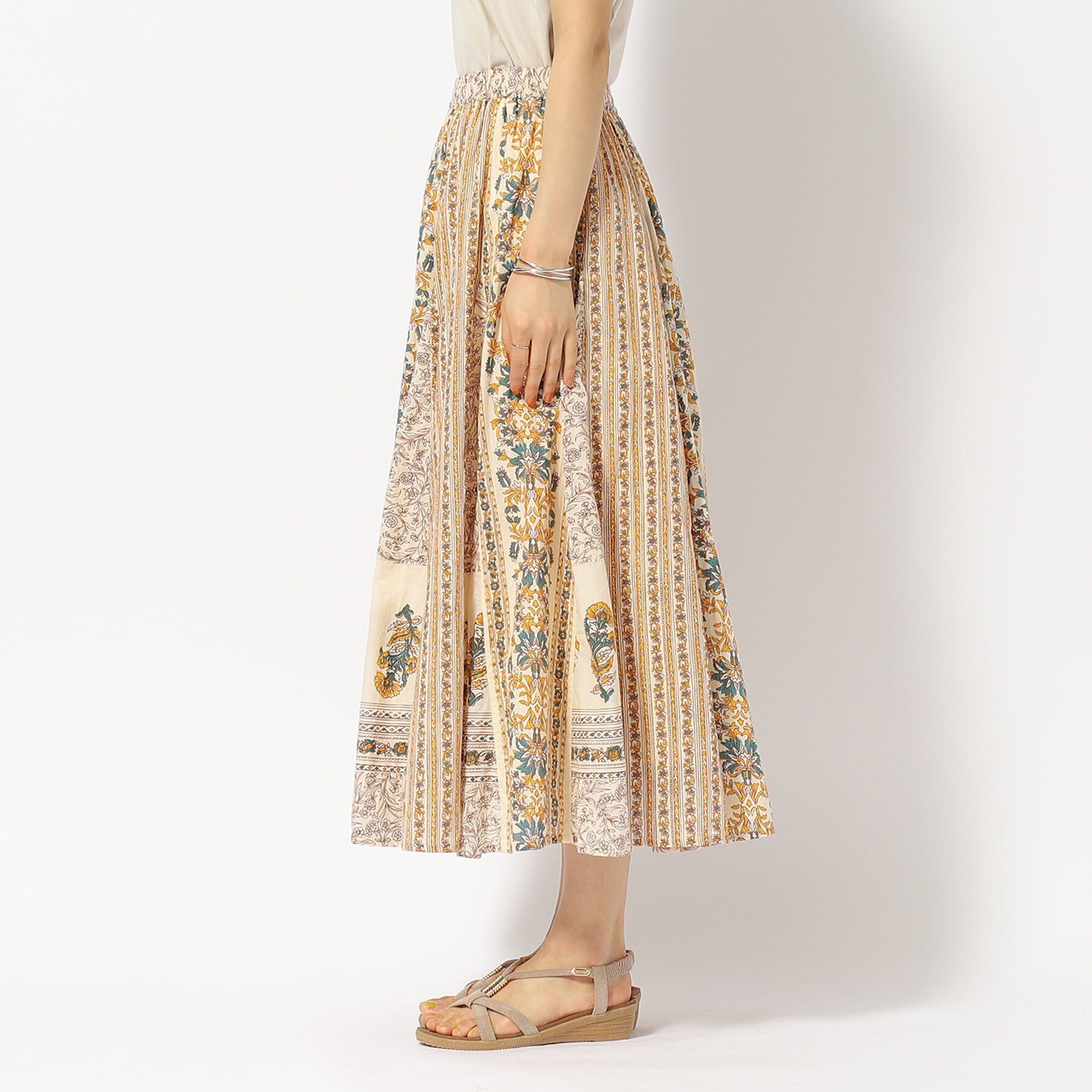 SHOO･LA･RUE「【洗える/インド綿100％】ふんわり軽やか 花柄プリントギャザースカート」|スカート|