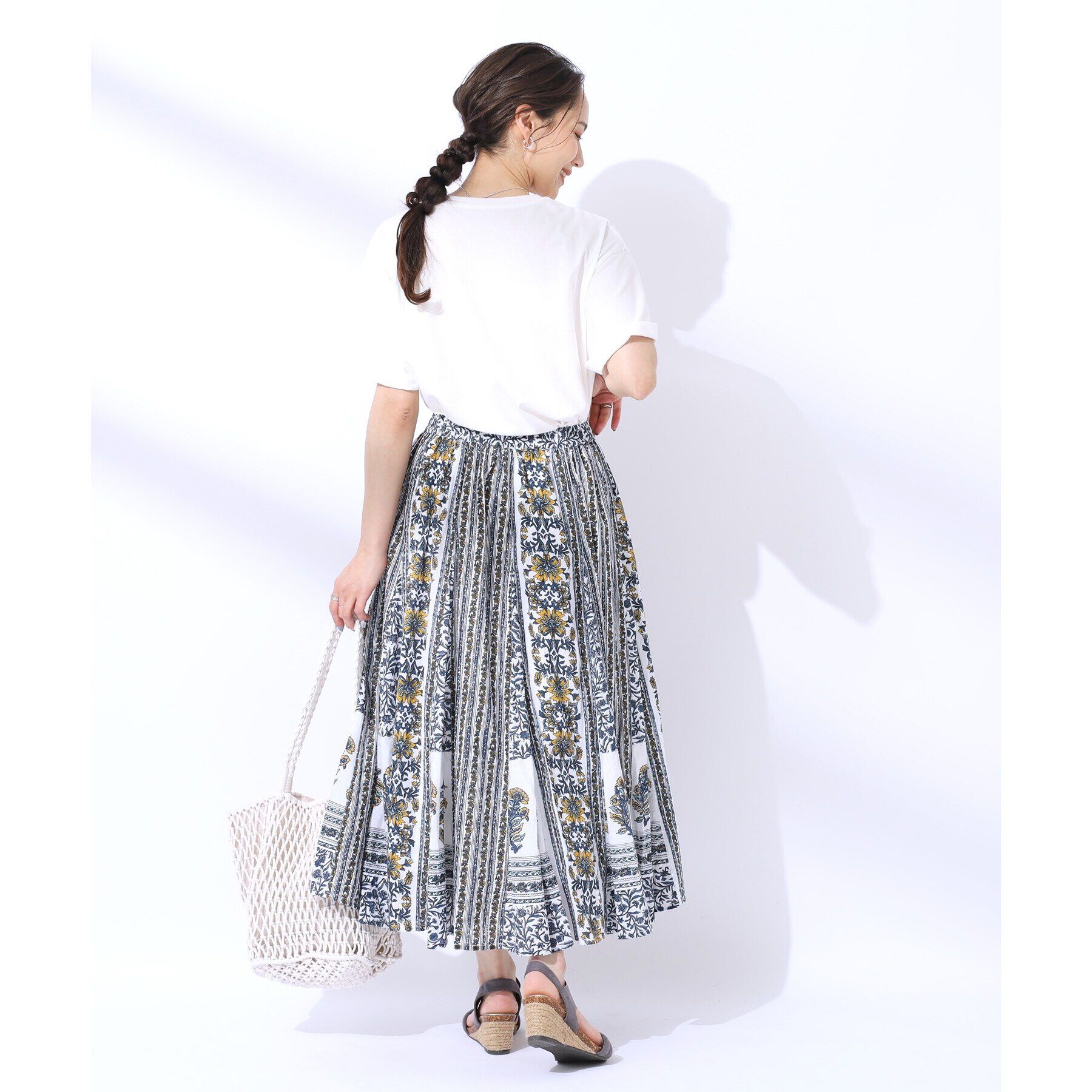 SHOO･LA･RUE「【洗える/インド綿100％】ふんわり軽やか 花柄プリントギャザースカート」|スカート|