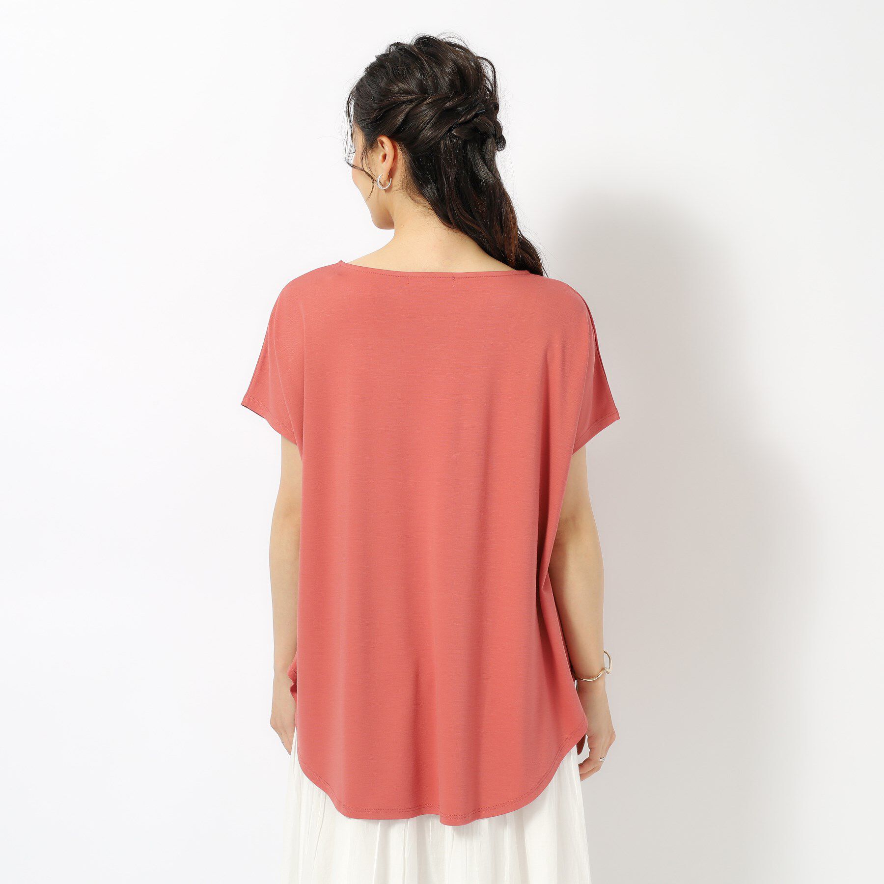 SHOO･LA･RUE「【UV】アウトで決まる とろみラウンドヘム半袖トップス」|Tシャツ・カットソー|