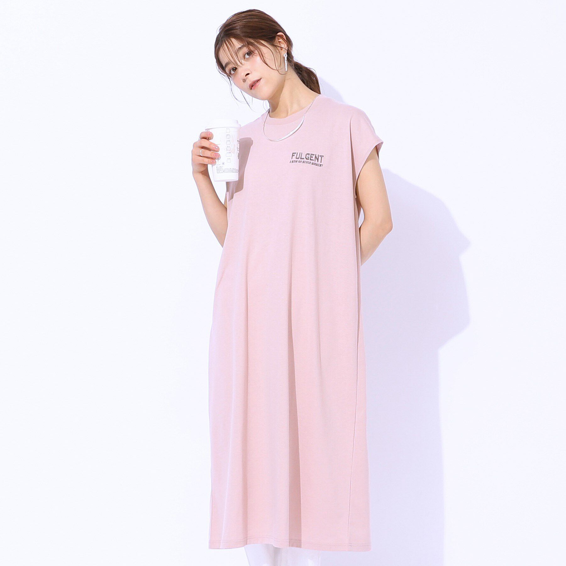 SHOO･LA･RUE「【洗える】後ろ姿もサマになる バックプリントロングワンピース」|ワンピース|ピンク(071)