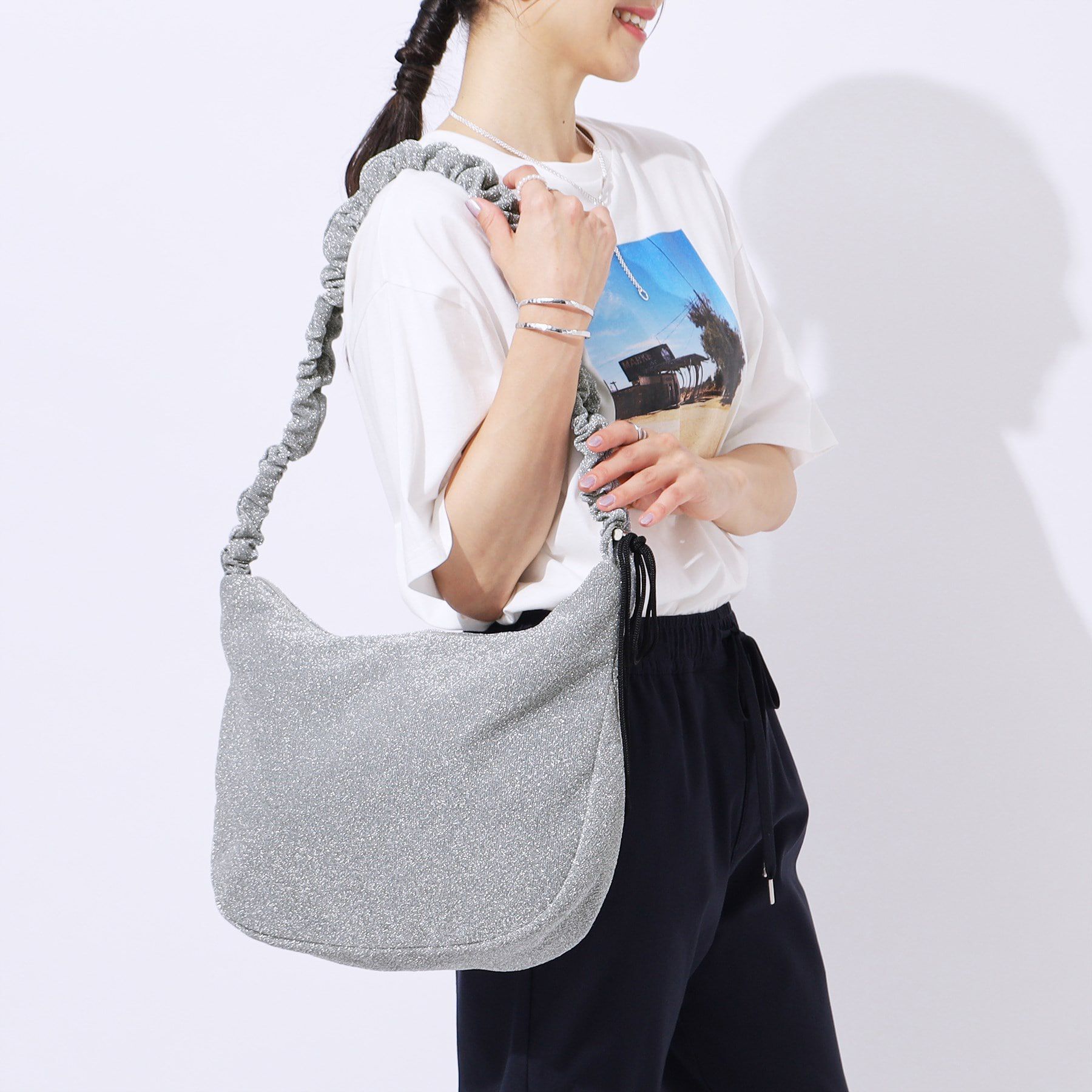 SHOO･LA･RUE「ラメギャザーショルダーバッグ」|ショルダー・メッセンジャー|