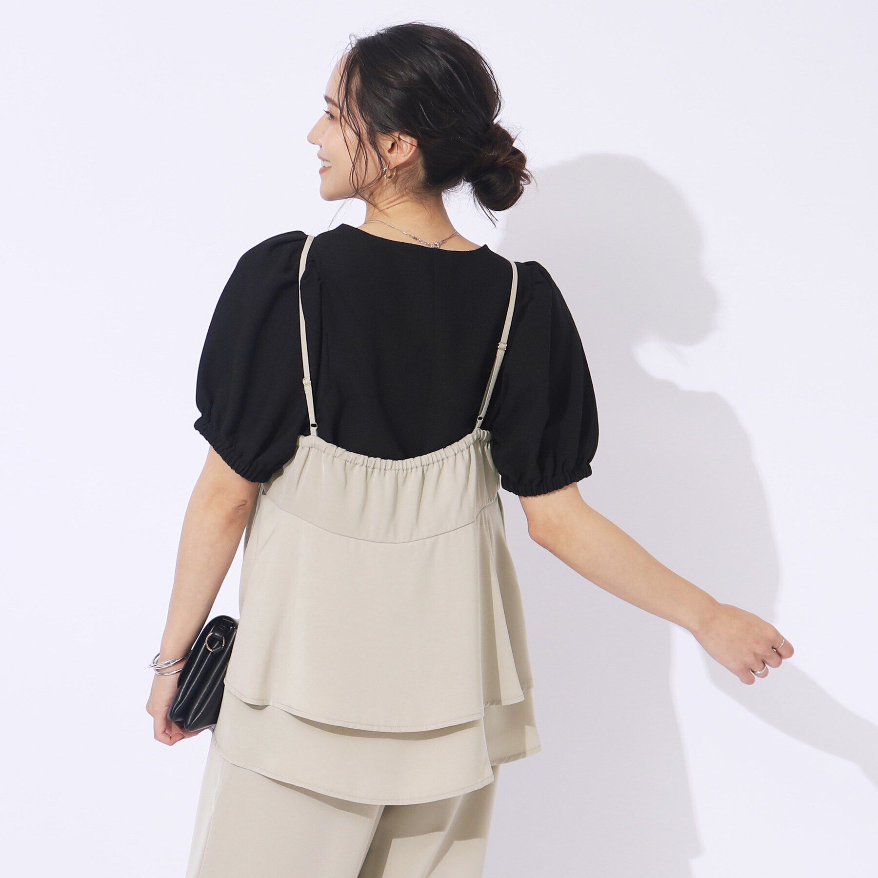 SHOO･LA･RUE「【セットアップ可/洗える】さらさらぷるん ティアードキャミソール」|キャミソール|