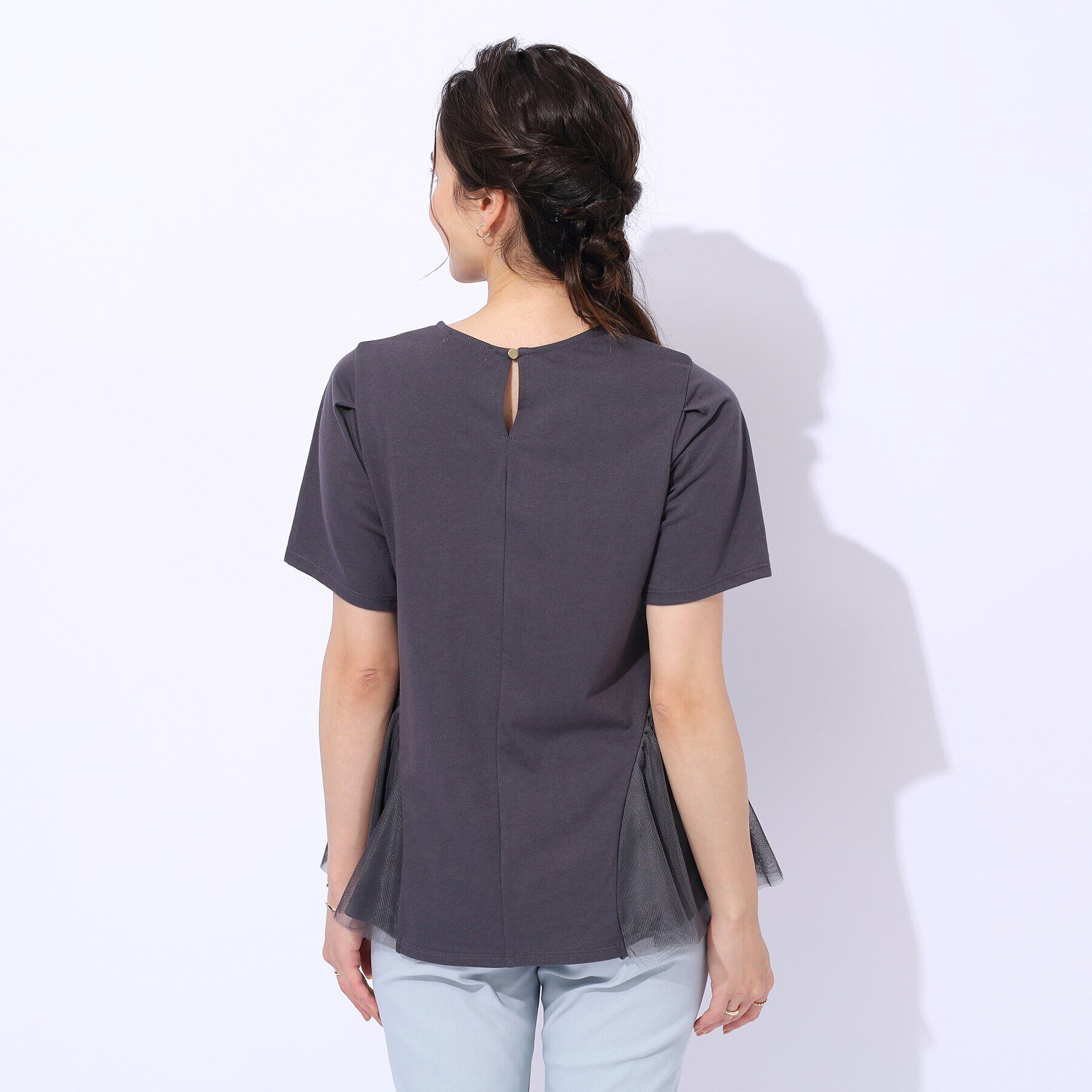 SHOO･LA･RUE「【自然にウエストカバー】インせず決まる サイドチュール切替Tシャツ」|Tシャツ・カットソー|