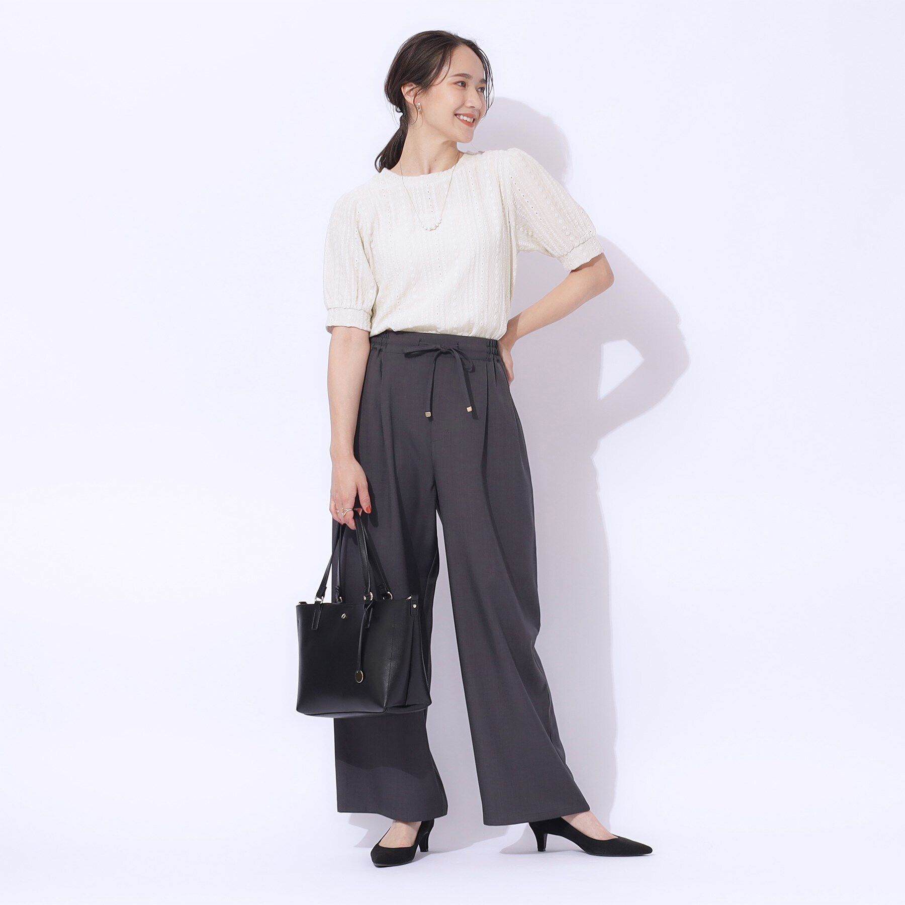 SHOO･LA･RUE「【高レビュー】大人フェミニンな雰囲気漂う　ジャカードレーストップス」|Tシャツ・カットソー|