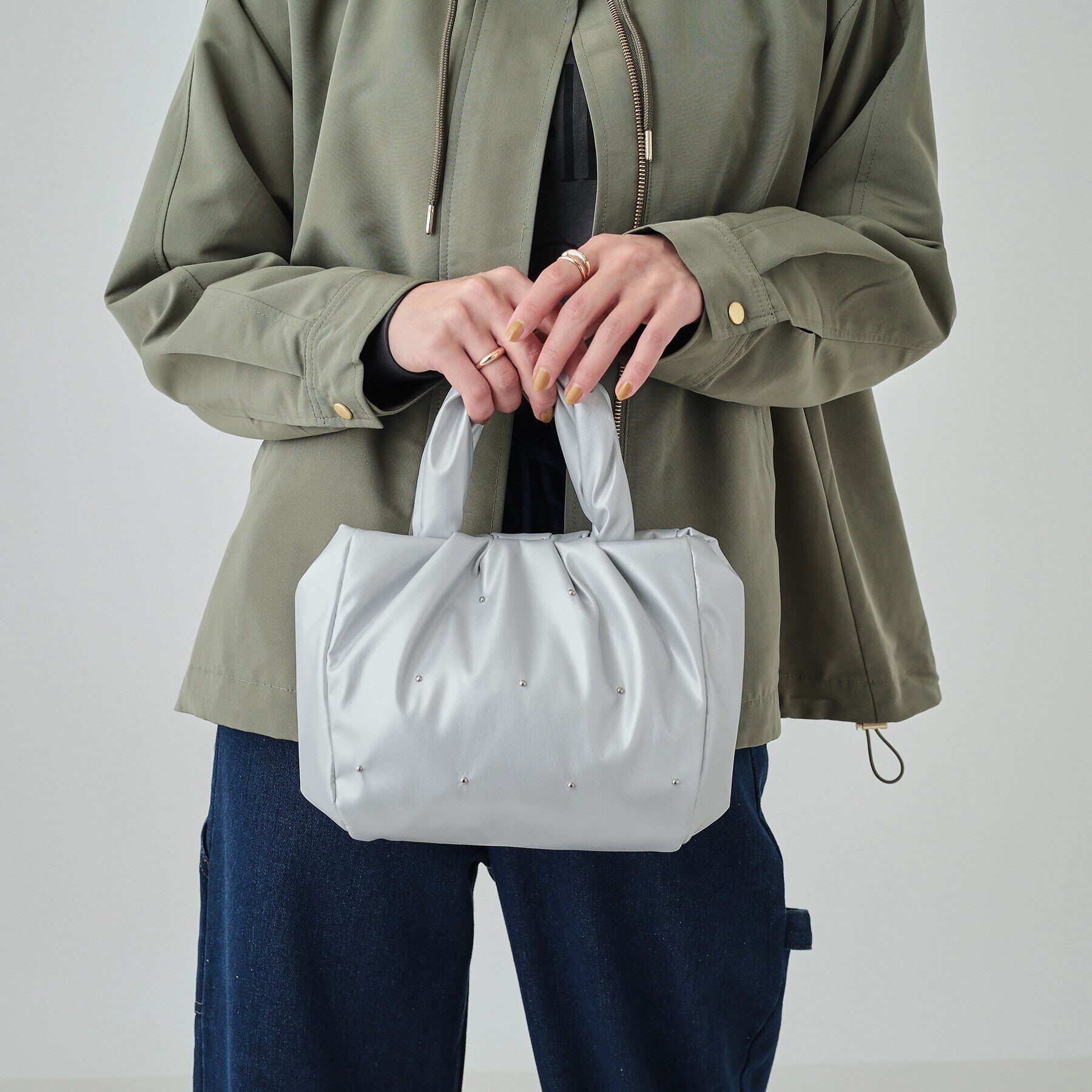 SHOO･LA･RUE「【2WAY】むぎゅっとしたフォルムがたまらまい ひねりハンドルスタッズミニトート」|トートバッグ|