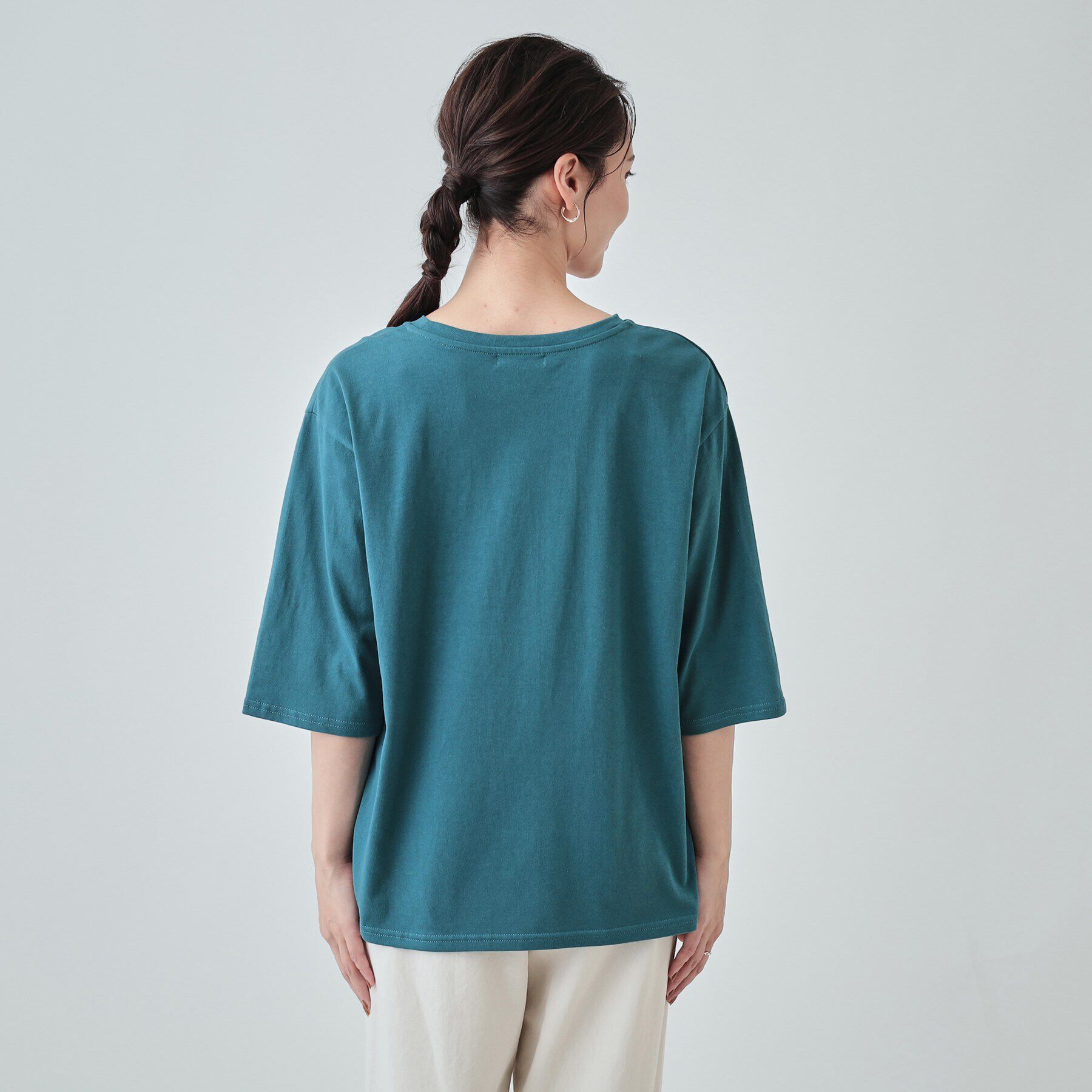 SHOO･LA･RUE「【UV】二の腕カバーにも USAコットンロゴTシャツ」|Tシャツ・カットソー|