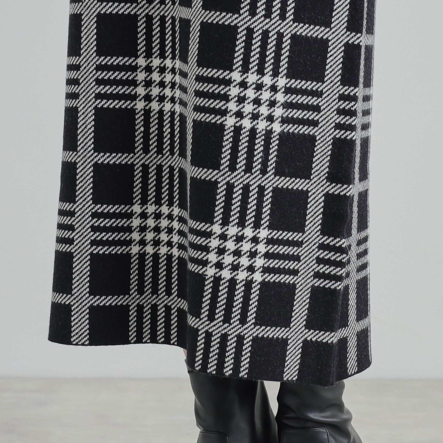 SHOO･LA･RUE「【高レビュー/洗える/セットアップ可】 着る度うっとり もちもちチェック柄ニットナロースカート」|スカート|