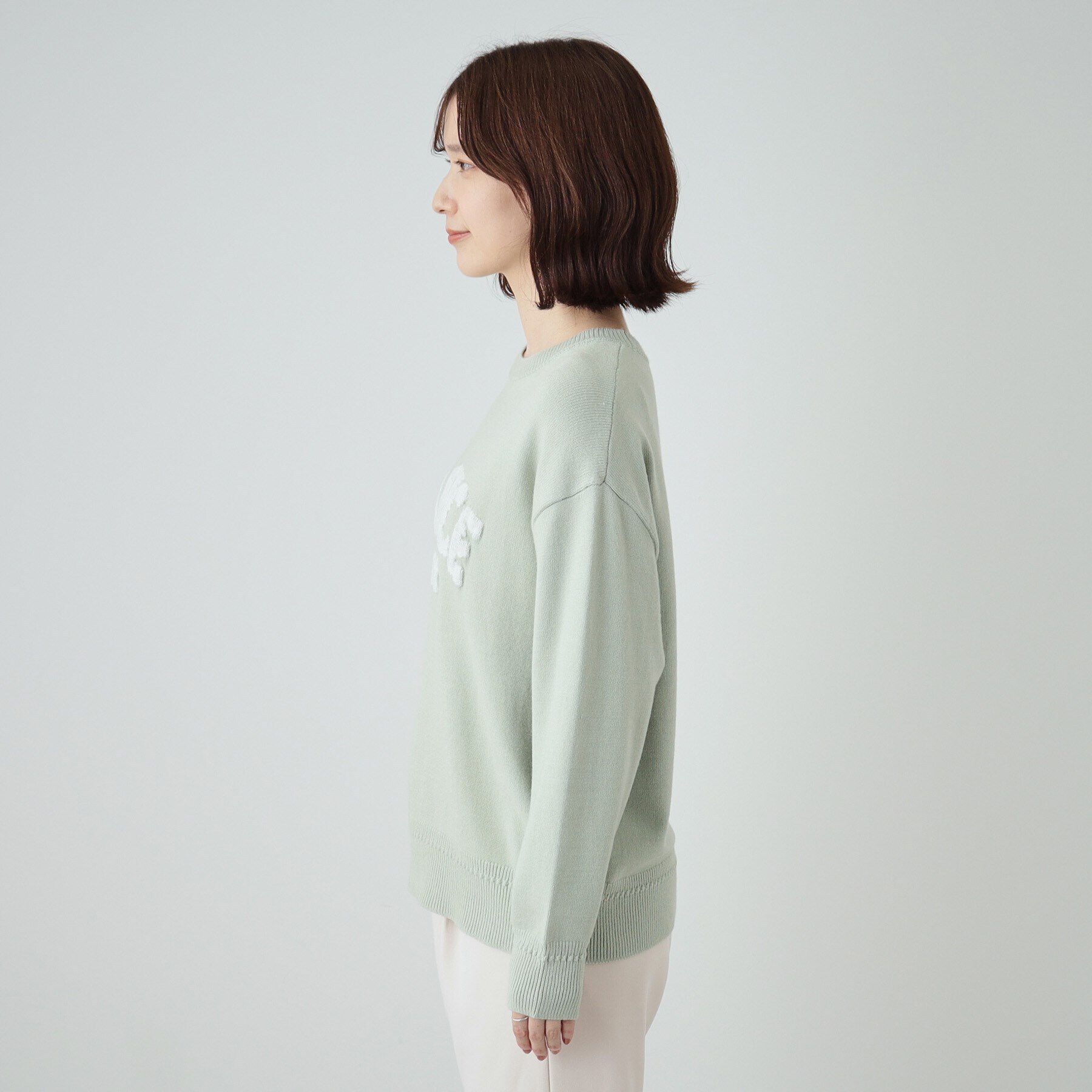 SHOO･LA･RUE「【静電気軽減/洗える/S-LL】もちもち ふっくらロゴニット」|ニット・セーター|