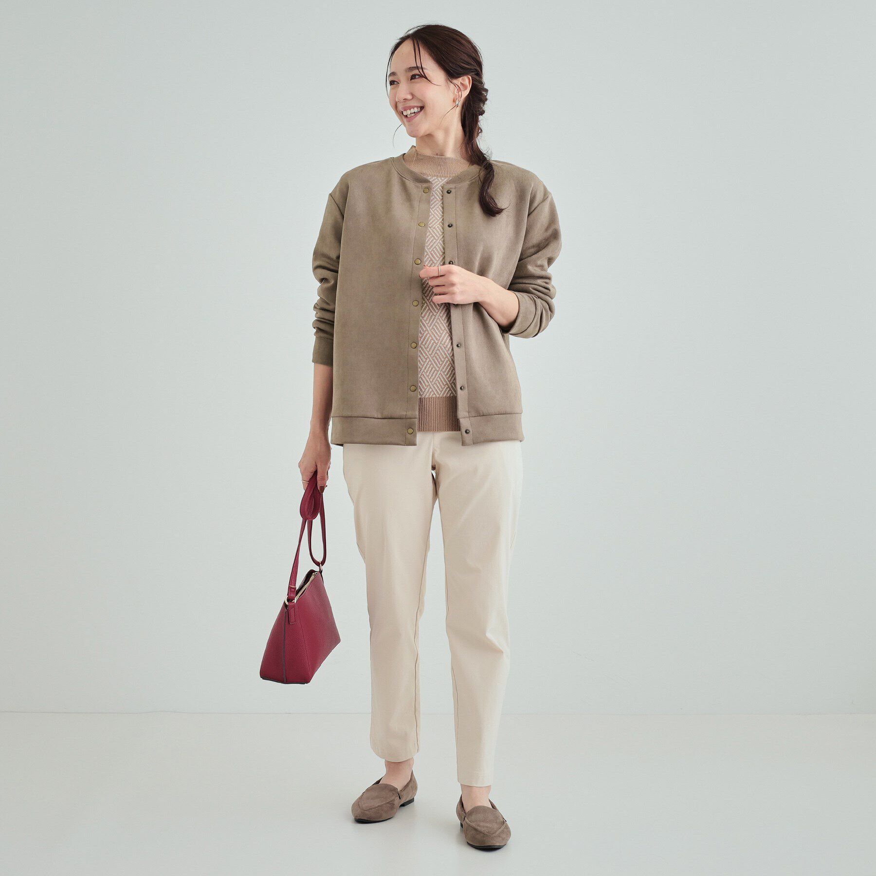 SHOO･LA･RUE「【S-LL】ゆったりと軽やかに やわらかスエード調カーディガン」|カーディガン|