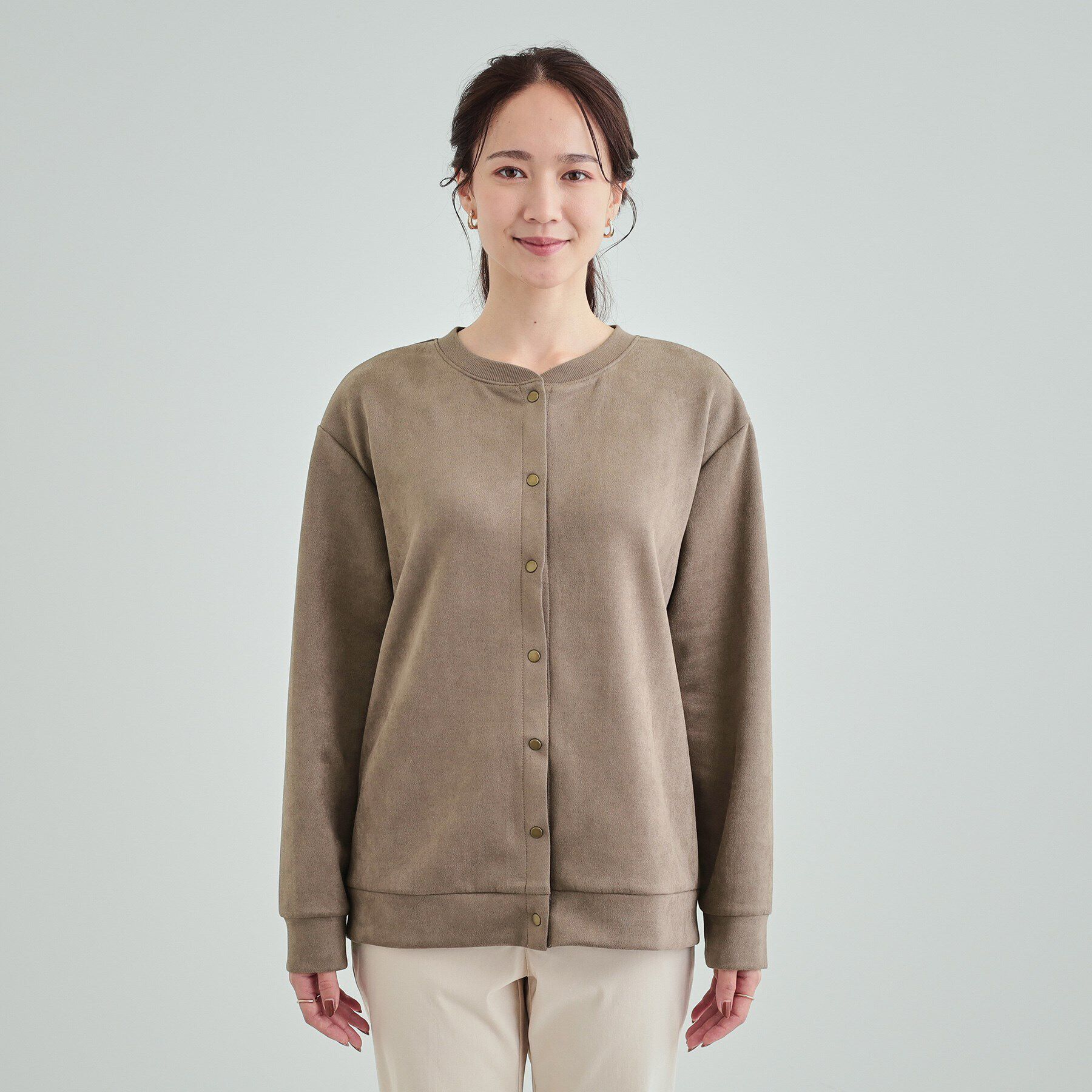 SHOO･LA･RUE「【S-LL】ゆったりと軽やかに やわらかスエード調カーディガン」|カーディガン|