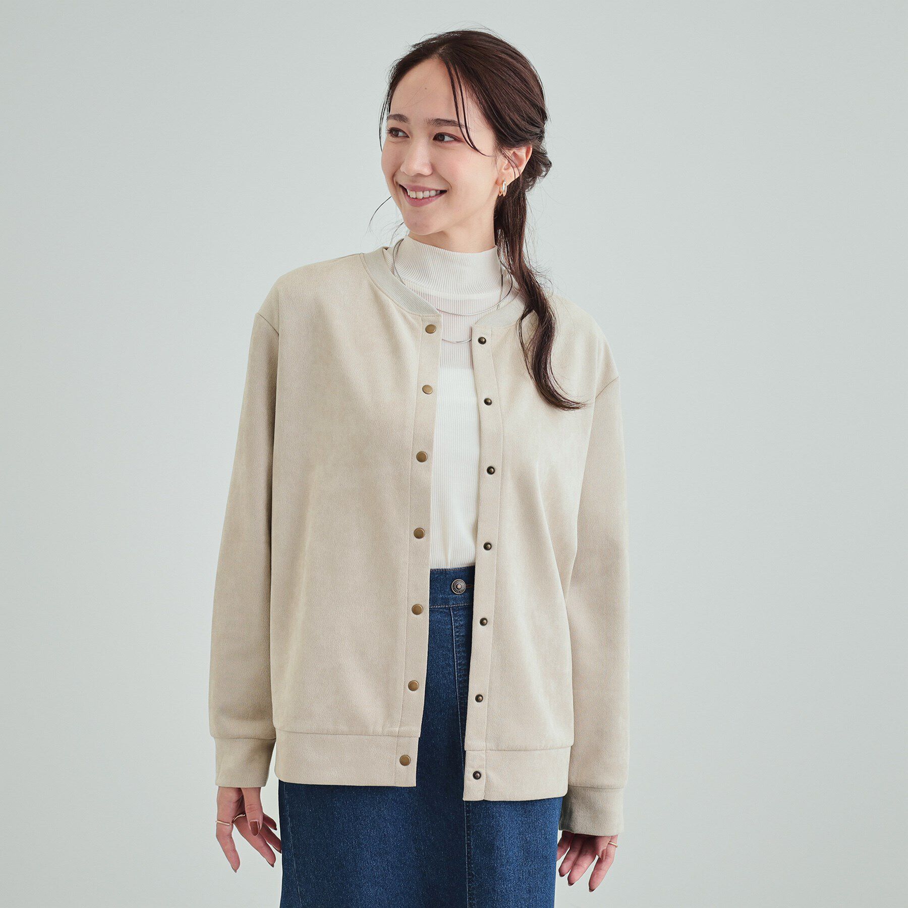 SHOO･LA･RUE「【S-LL】ゆったりと軽やかに やわらかスエード調カーディガン」|カーディガン|