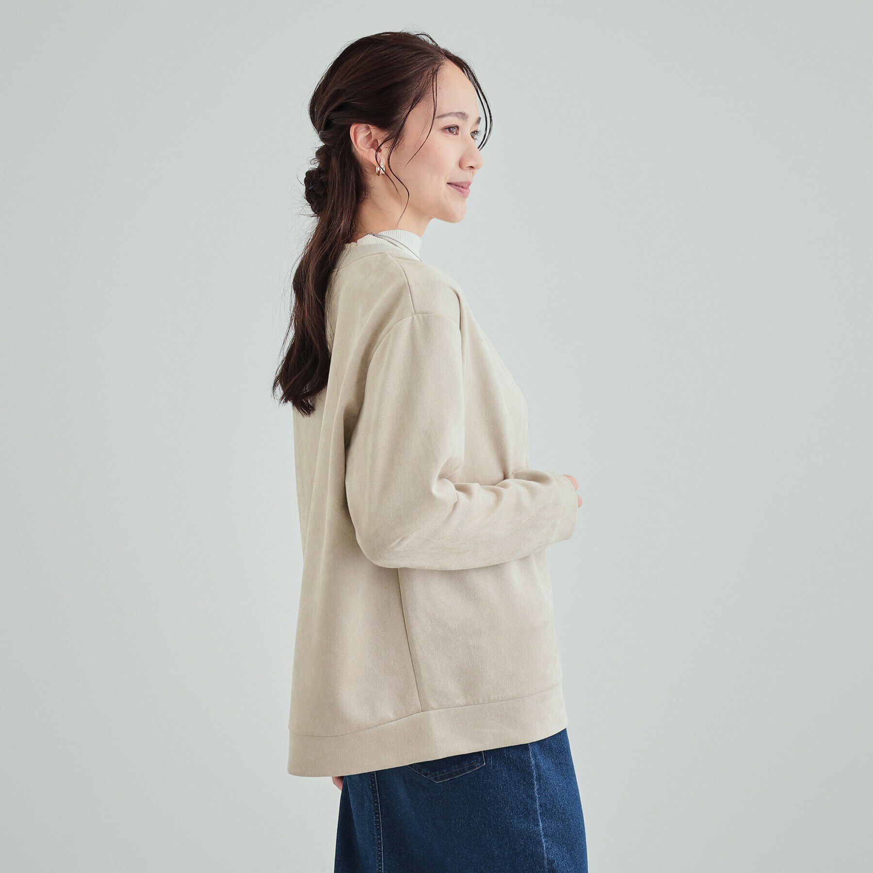 SHOO･LA･RUE「【S-LL】ゆったりと軽やかに やわらかスエード調カーディガン」|カーディガン|