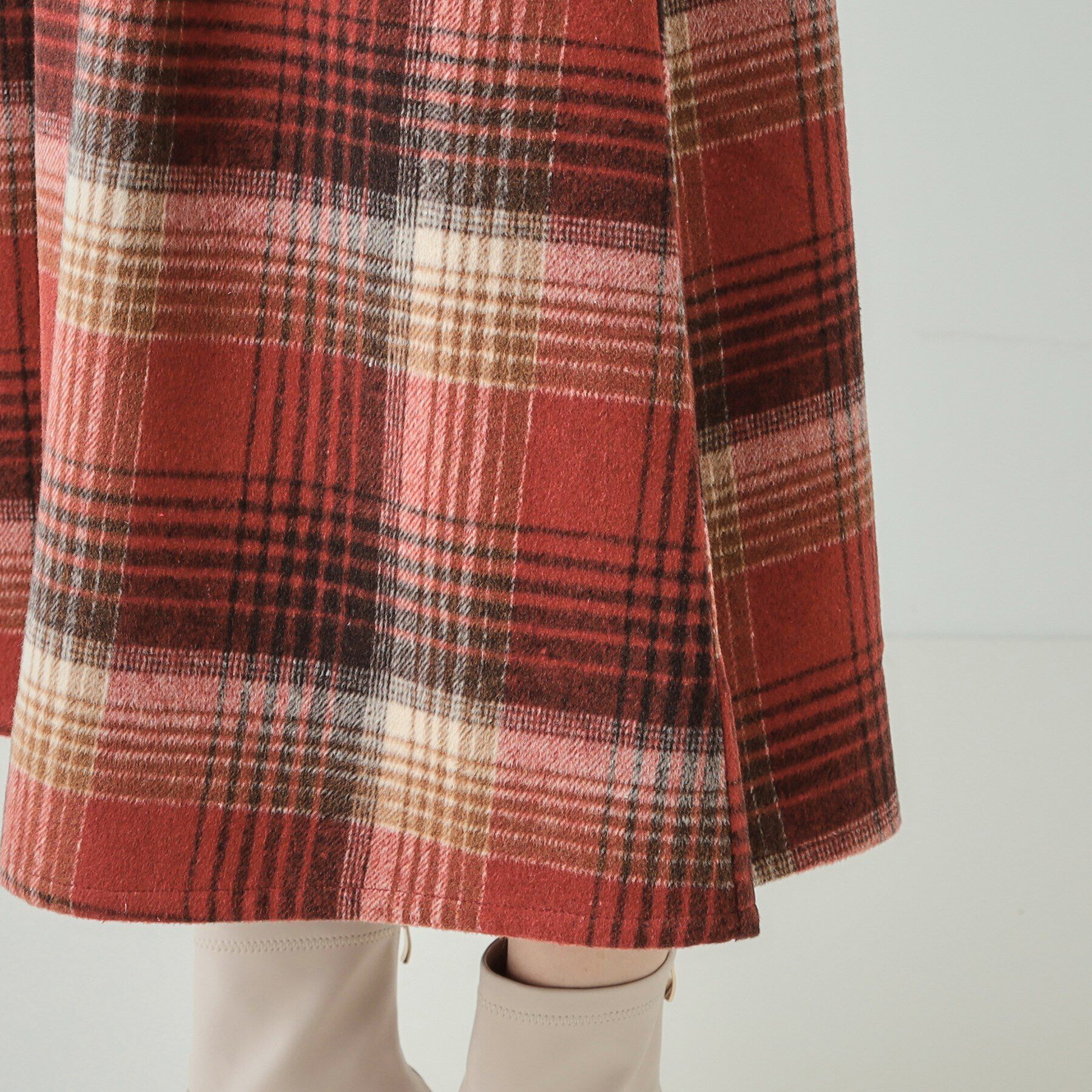 SHOO･LA･RUE「【S-LL】見た目もあったか シャギー調チェックフレアスカート」|スカート|