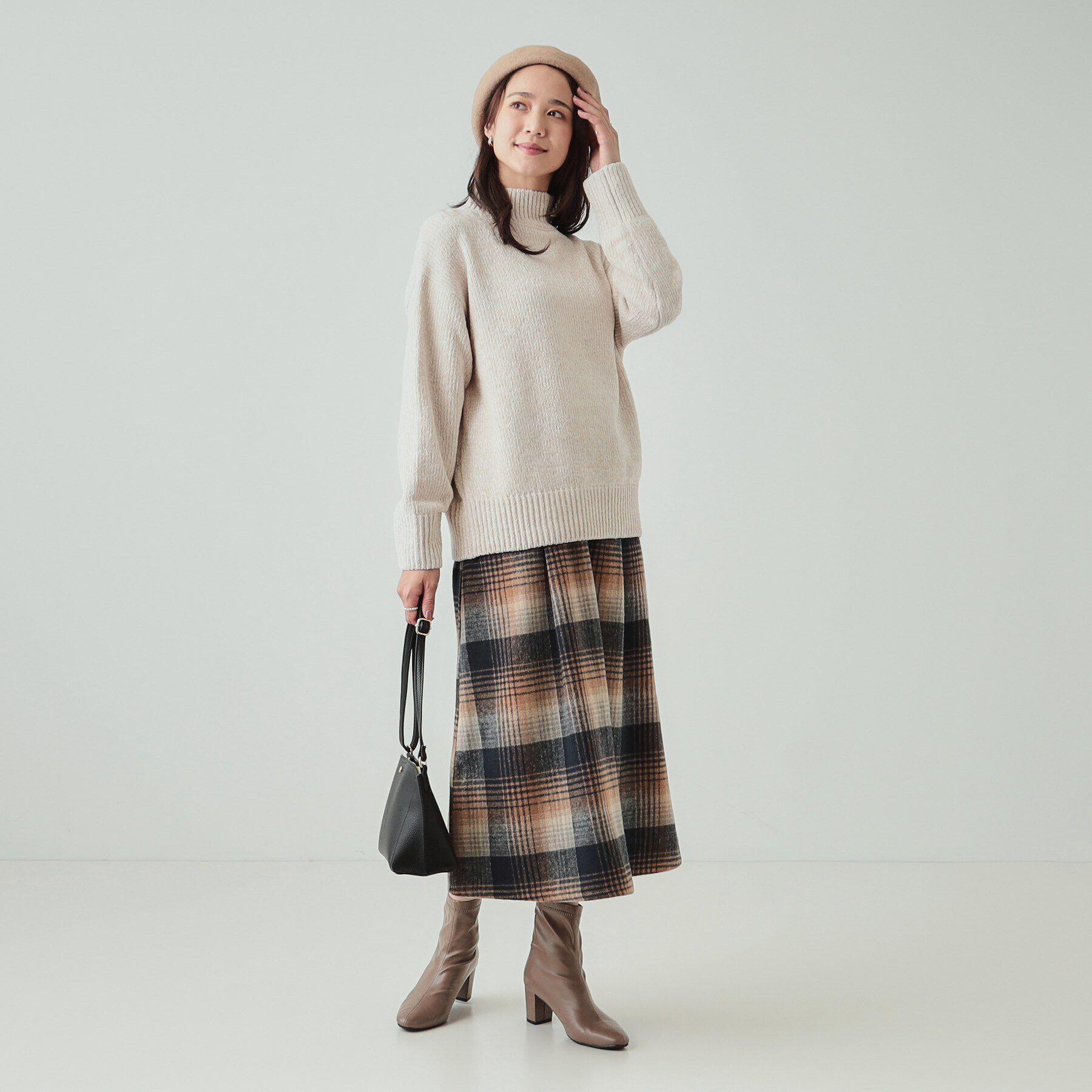 SHOO･LA･RUE「肌触り柔らか ベロアモール モックネックニット」|ニット・セーター|