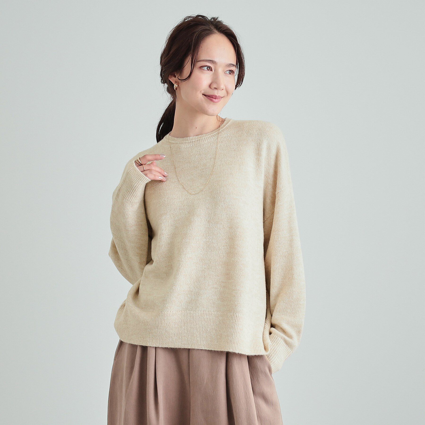 SHOO･LA･RUE「【S-LL】さりげないラメで大人上品に クルーネックニット」|ニット・セーター|