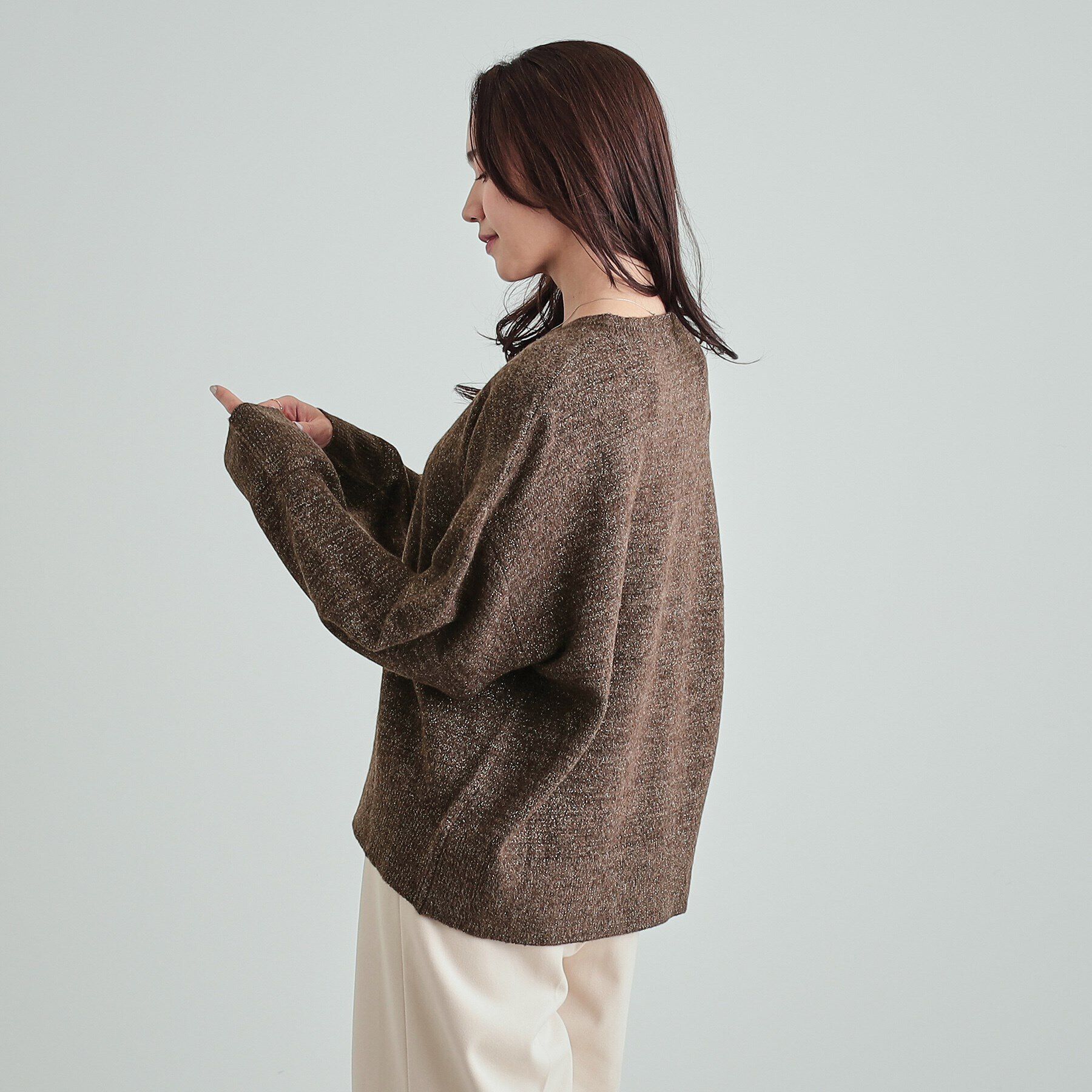 SHOO･LA･RUE「【S-LL】さりげないラメで大人上品に クルーネックニット」|ニット・セーター|