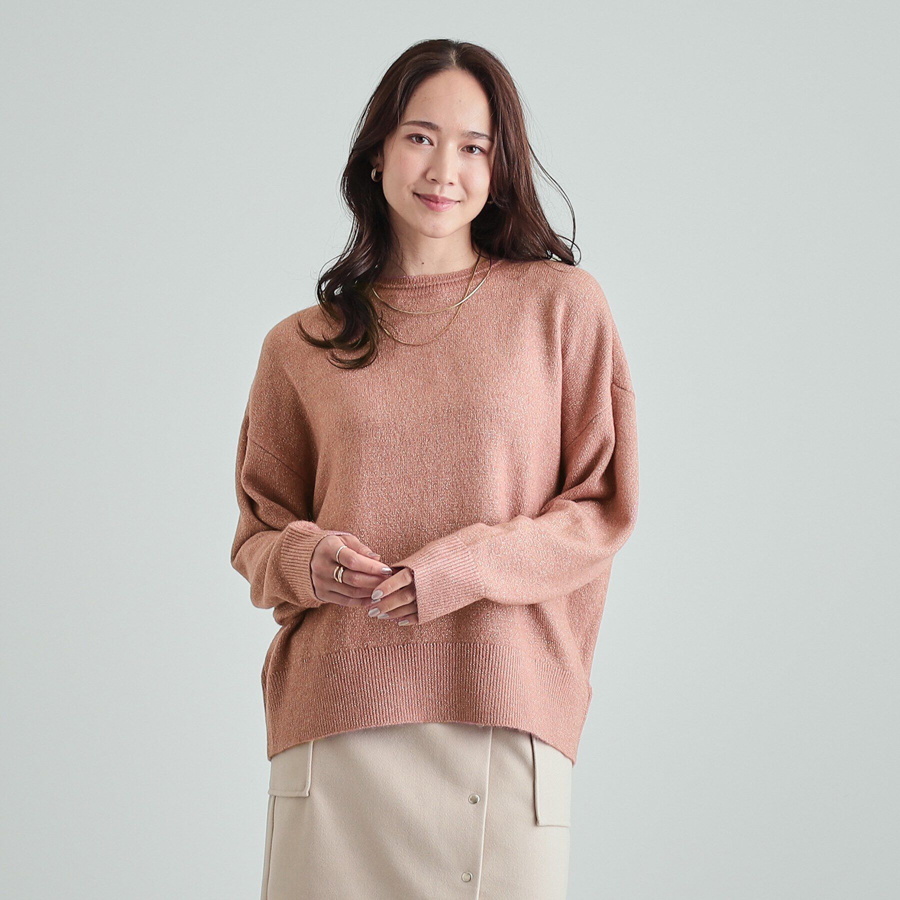 SHOO･LA･RUE「【S-LL】さりげないラメで大人上品に クルーネックニット」|ニット・セーター|