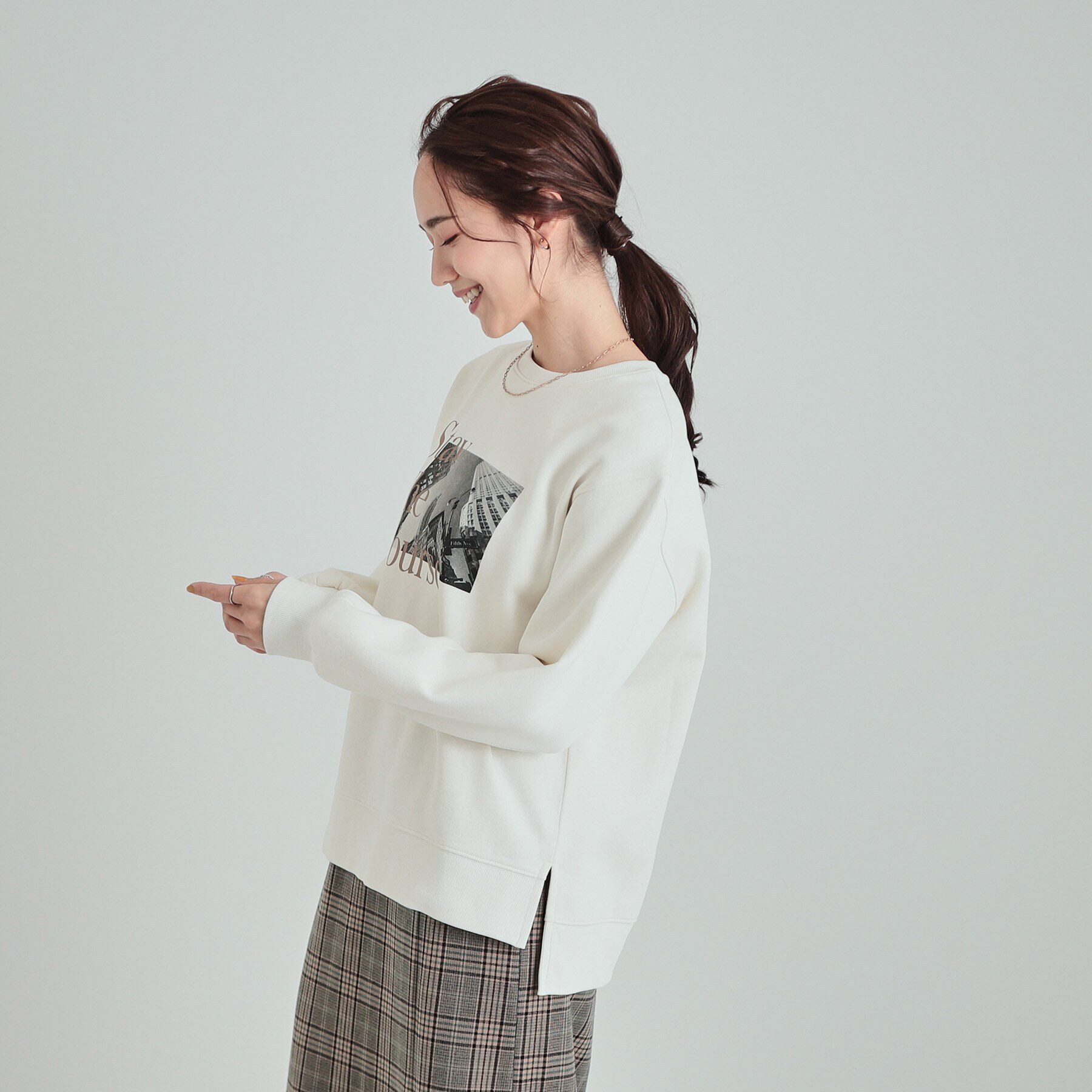 SHOO･LA･RUE「【洗える/S-LL】ふわふわあったか裏起毛 グラフィックスウェット【SHOO WARM】」|パーカー|