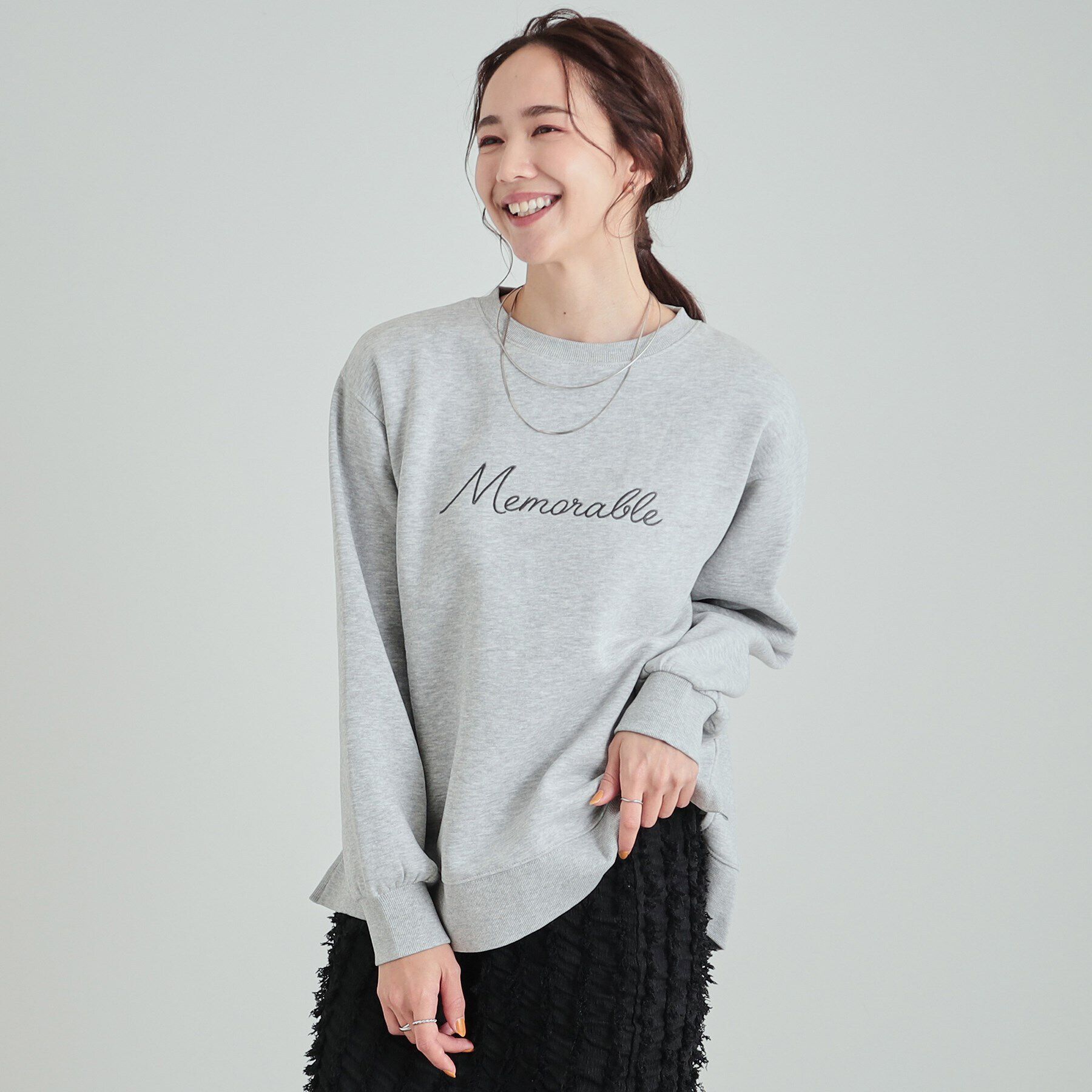 SHOO･LA･RUE「【洗える/S-LL】ふわふわあったか裏起毛 グラフィックスウェット【SHOO WARM】」|パーカー|グレー(112)