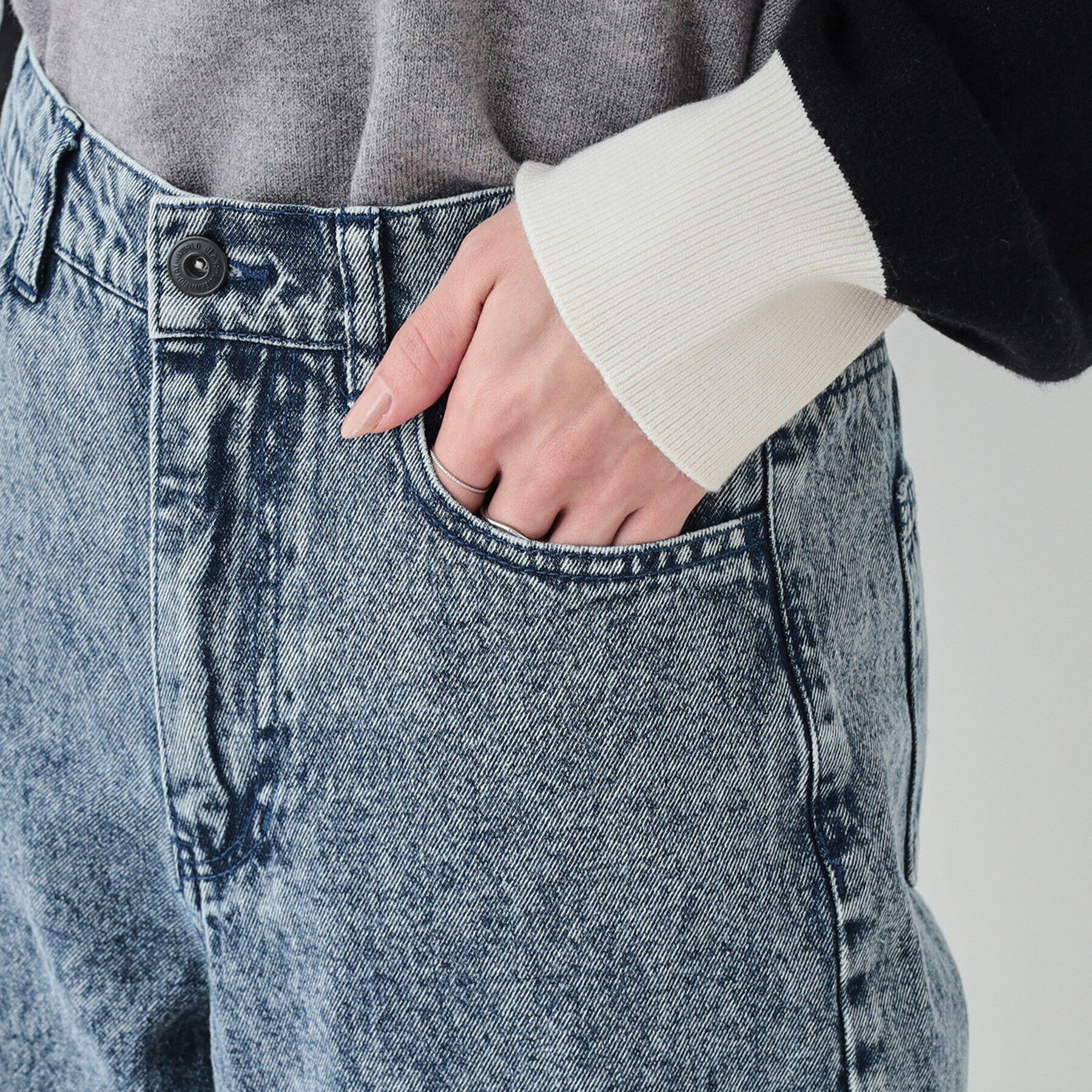 SHOO･LA･RUE「【S-LL】ケミカルウォッシュ カーブデニムパンツ」|その他|