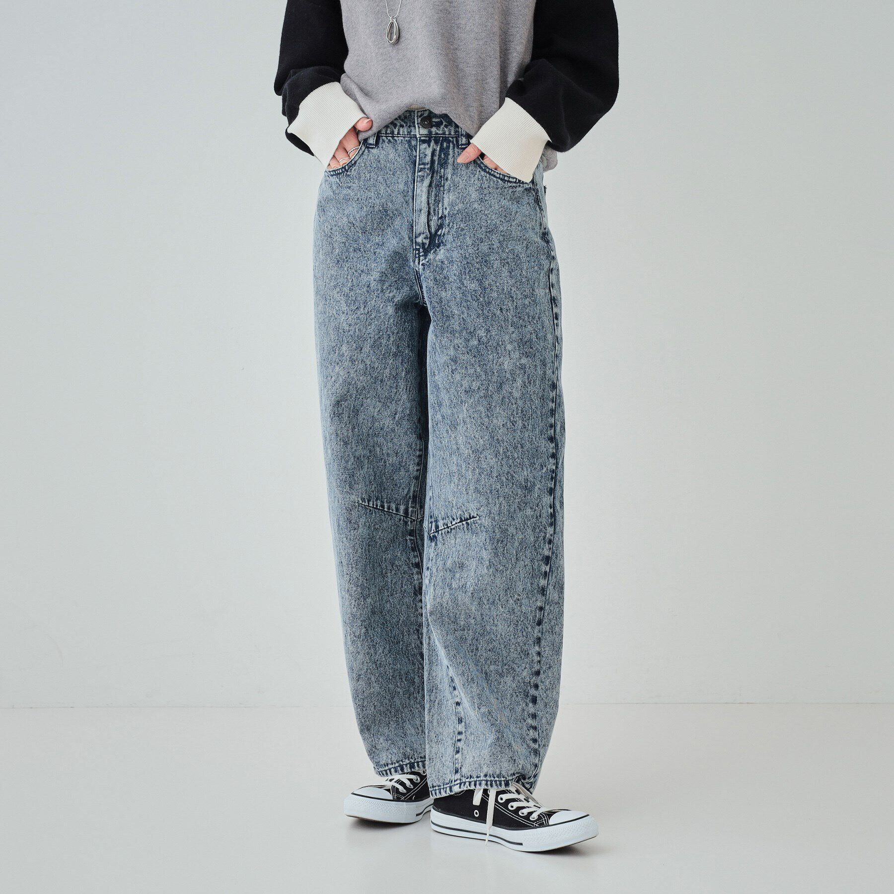 SHOO･LA･RUE「【S-LL】ケミカルウォッシュ カーブデニムパンツ」|その他|