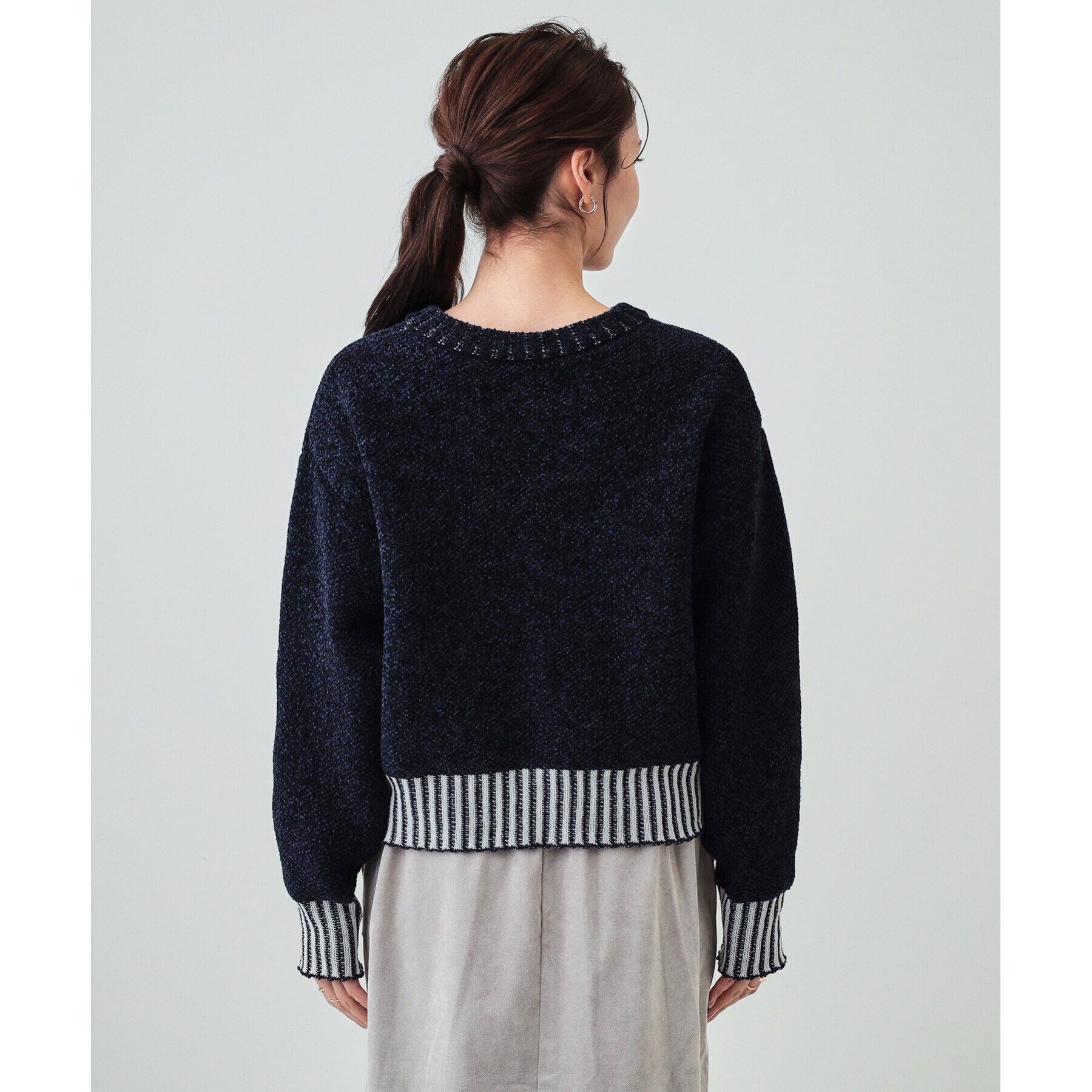 SHOO･LA･RUE「【S-LL】もちもち感がたまらない モールロゴリブ切替ニット」|ニット・セーター|