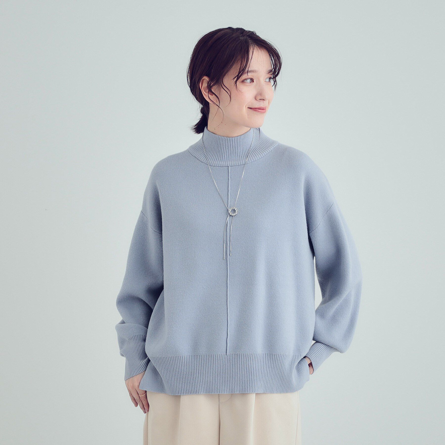 SHOO･LA･RUE「【洗える/ちくちくしにくい/静電気軽減】スウェットライク ハイネックニット」|ニット・セーター|