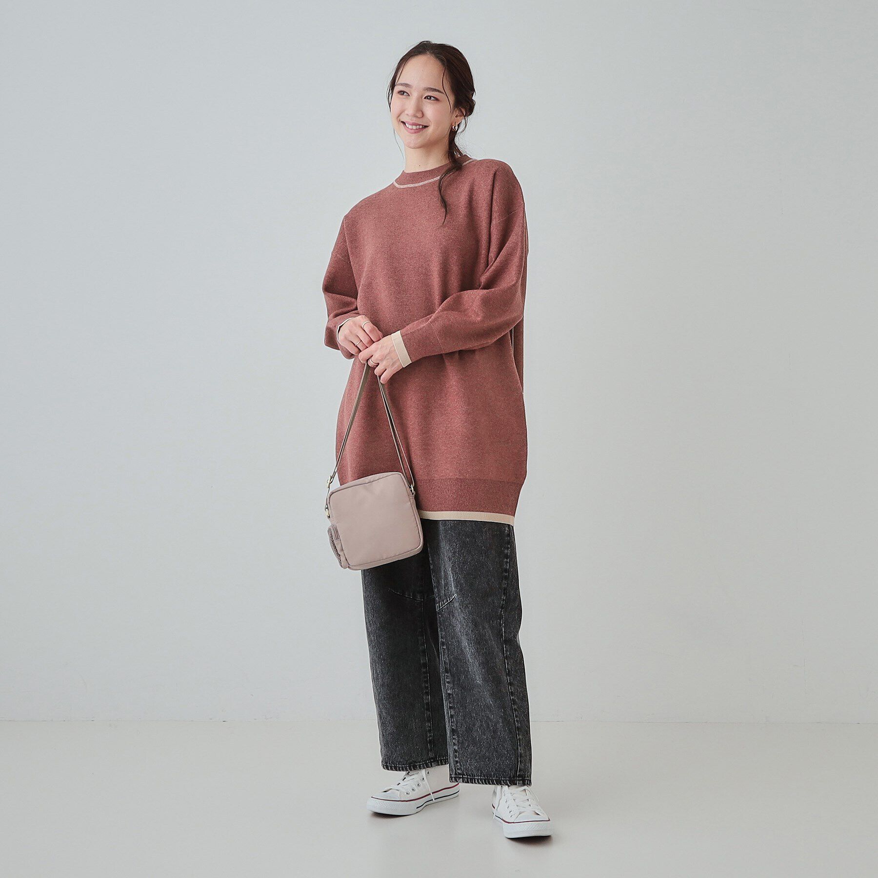 SHOO･LA･RUE「【S-LL】バックロゴがアクセント もちもちやわらかニットチュニック」|チュニック|