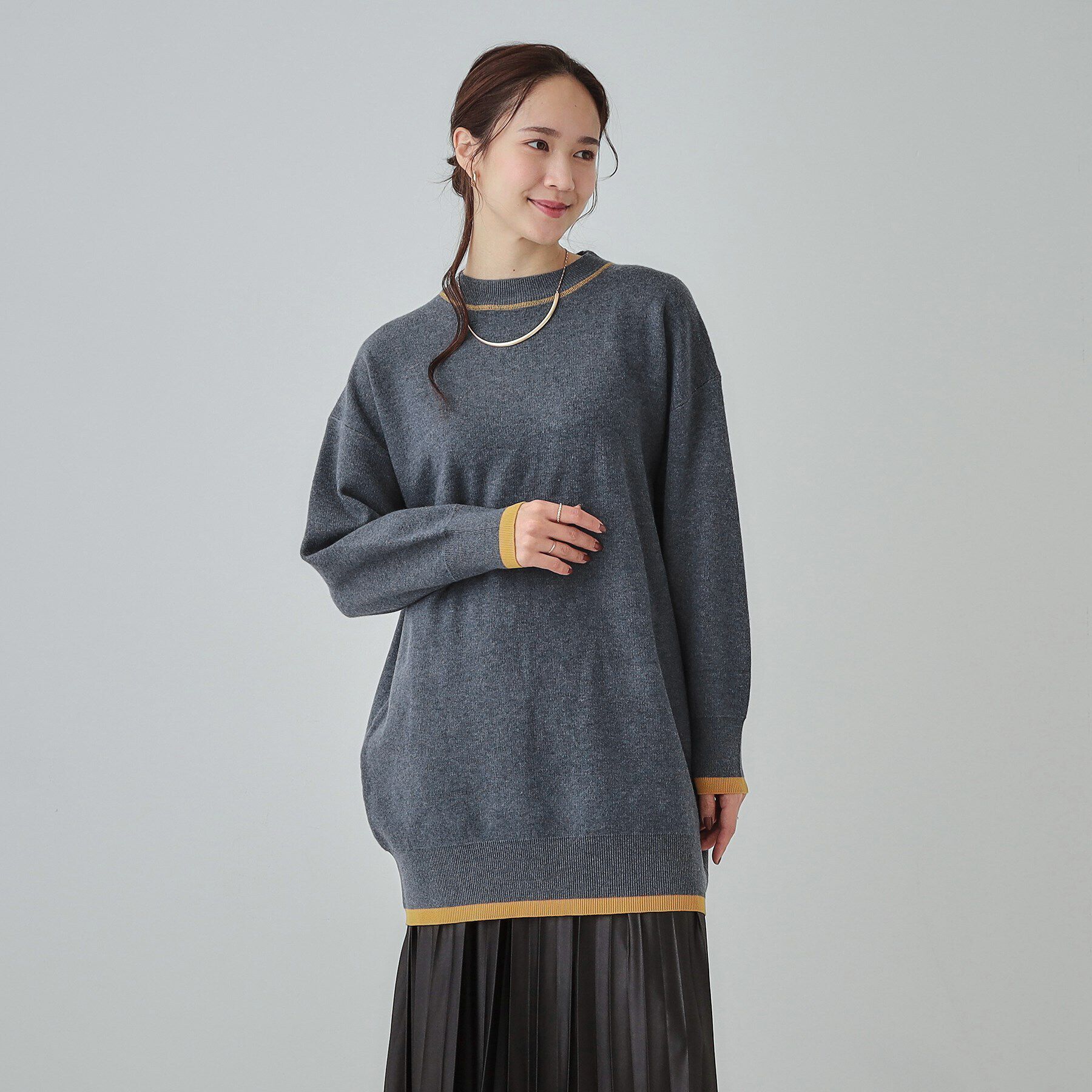 SHOO･LA･RUE「【S-LL】バックロゴがアクセント もちもちやわらかニットチュニック」|チュニック|