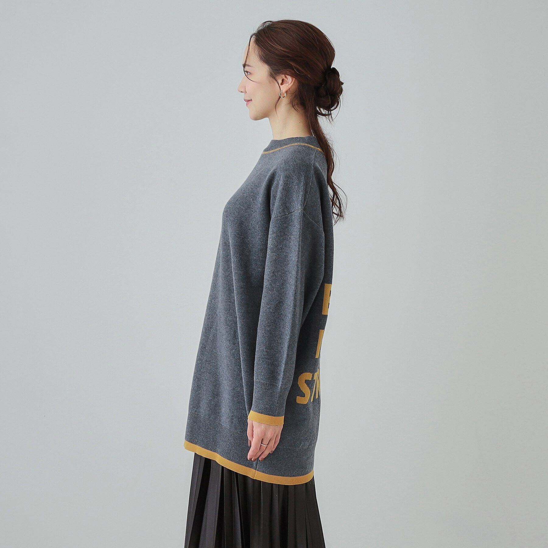 SHOO･LA･RUE「【S-LL】バックロゴがアクセント もちもちやわらかニットチュニック」|チュニック|