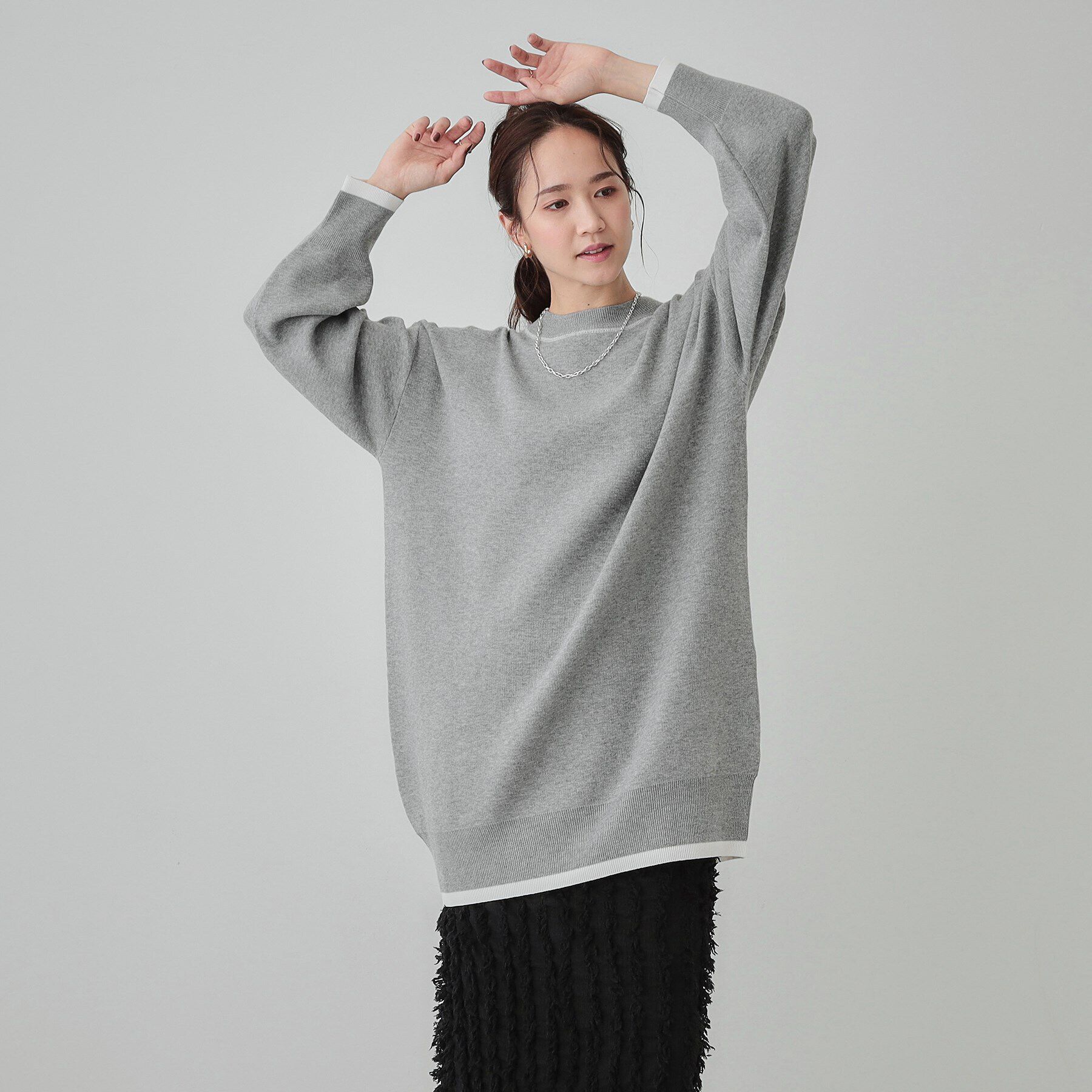 SHOO･LA･RUE「【S-LL】バックロゴがアクセント もちもちやわらかニットチュニック」|チュニック|