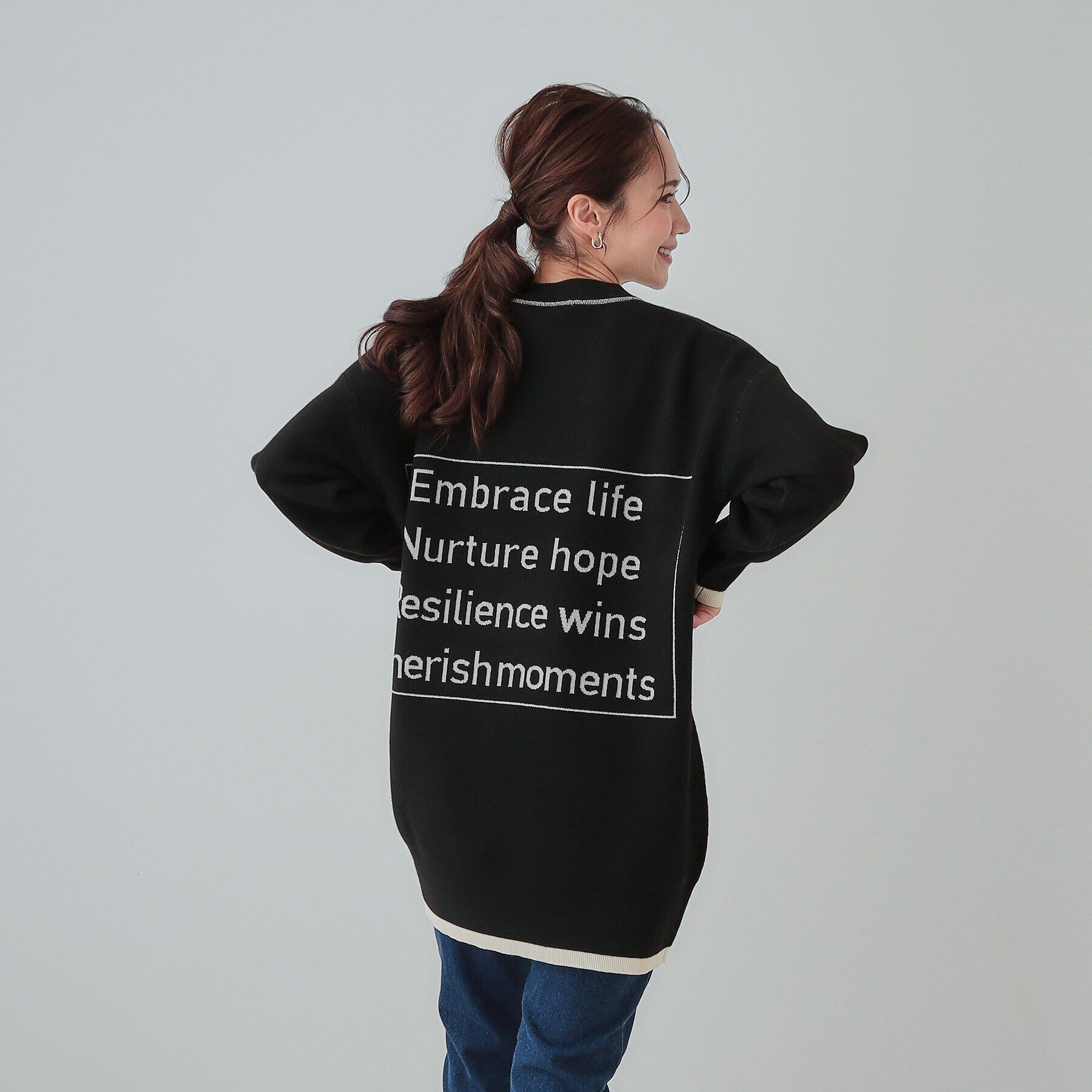 SHOO･LA･RUE「【S-LL】バックロゴがアクセント もちもちやわらかニットチュニック」|チュニック|