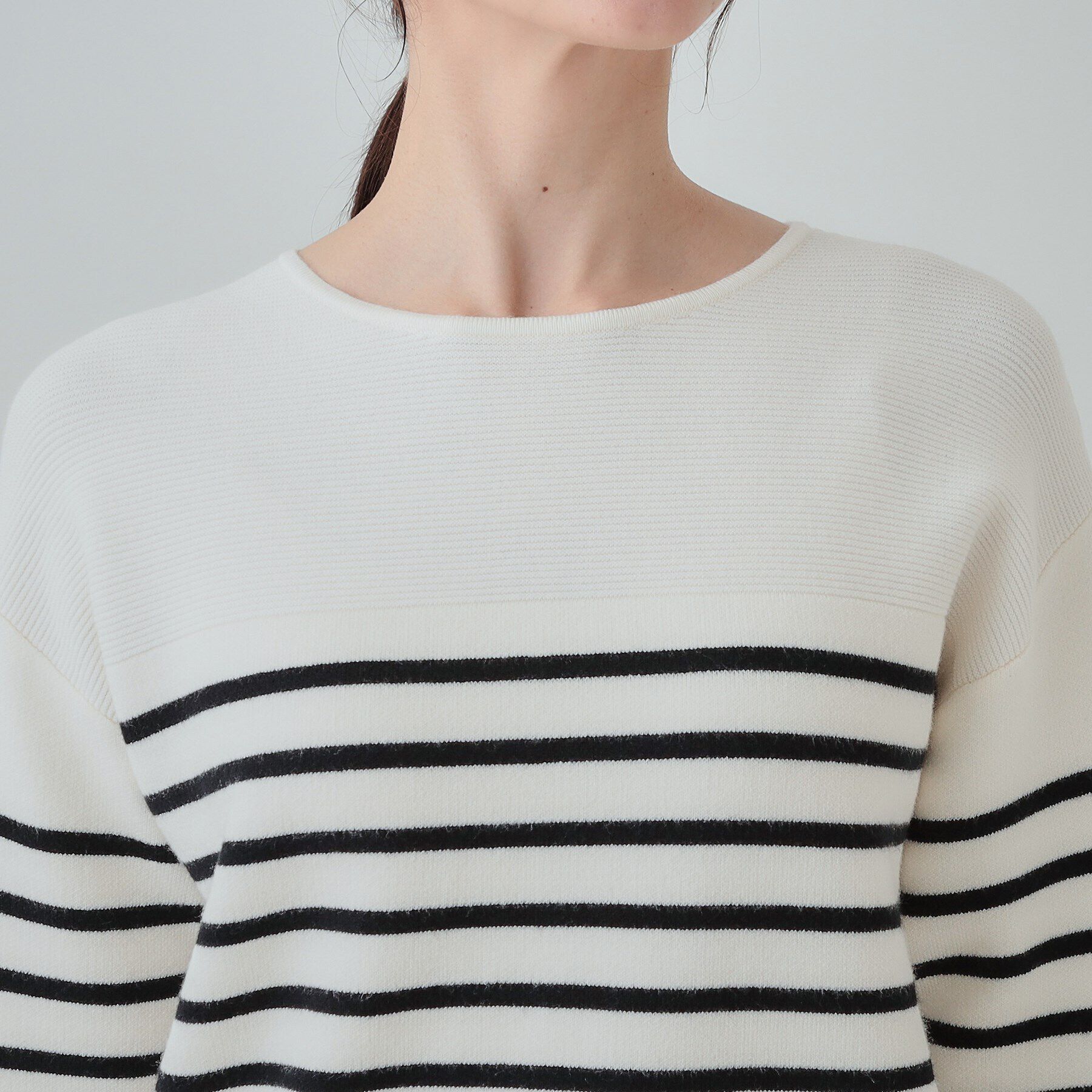 SHOO･LA･RUE「【洗える/S-LL】ふんわり柔らか ガーター切替ニット」|ニット・セーター|