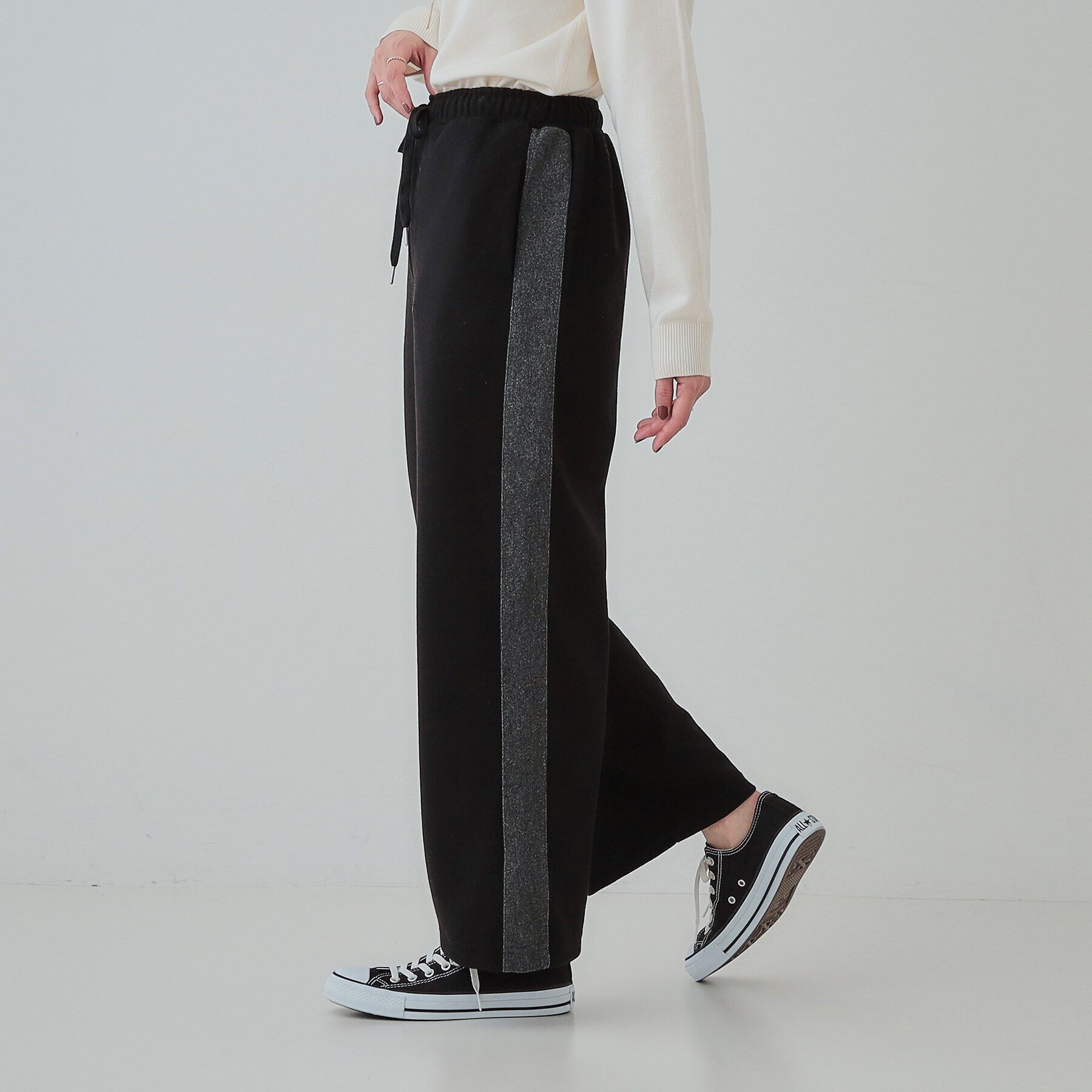 SHOO･LA･RUE「【S-LL】脚のラインをきれいに見せる サイドライン起毛イージーパンツ」|その他|