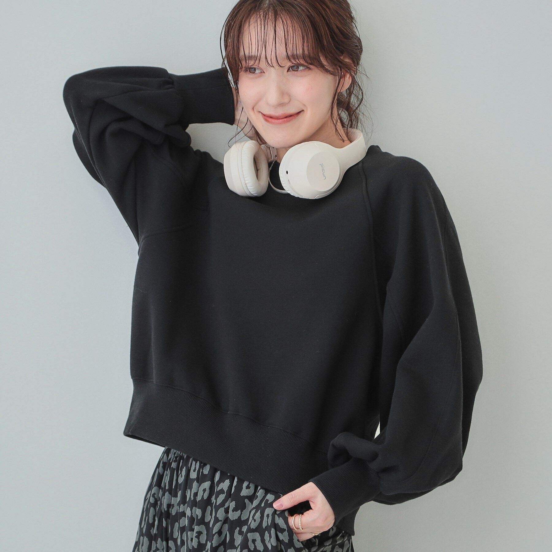 SHOO･LA･RUE「【あったか/S-LL】ラグラン裏起毛スウェット」|Tシャツ・カットソー|ブラック(019)