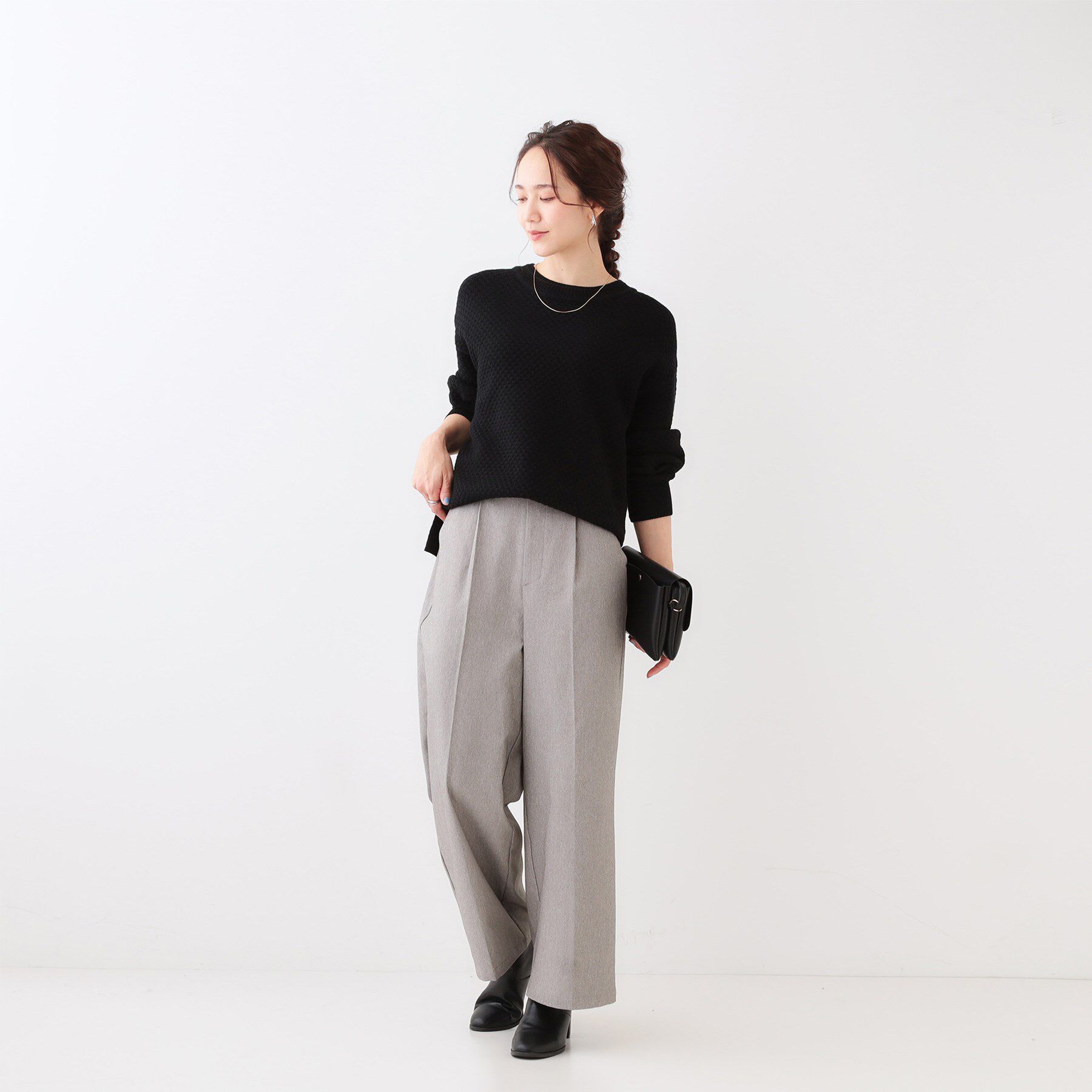 SHOO･LA･RUE「【高レビュー/洗える/S-LL】ポコポコの表面感が魅力 ラーベン柄ニット」|ニット・セーター|