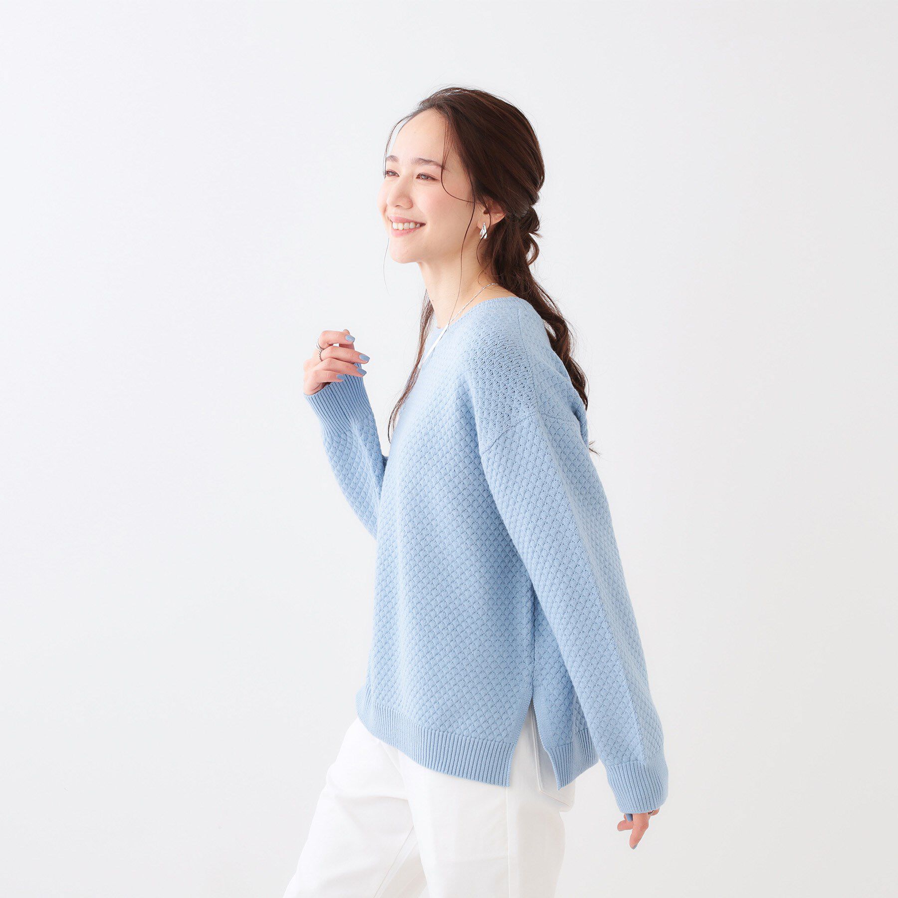 SHOO･LA･RUE「【高レビュー/洗える/S-LL】ポコポコの表面感が魅力 ラーベン柄ニット」|ニット・セーター|