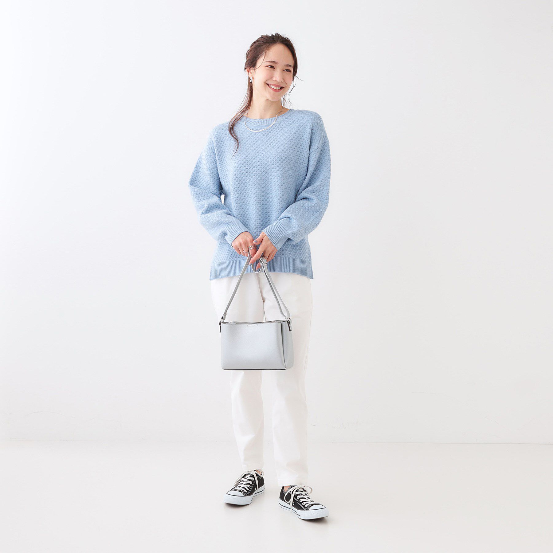 SHOO･LA･RUE「【高レビュー/洗える/S-LL】ポコポコの表面感が魅力 ラーベン柄ニット」|ニット・セーター|