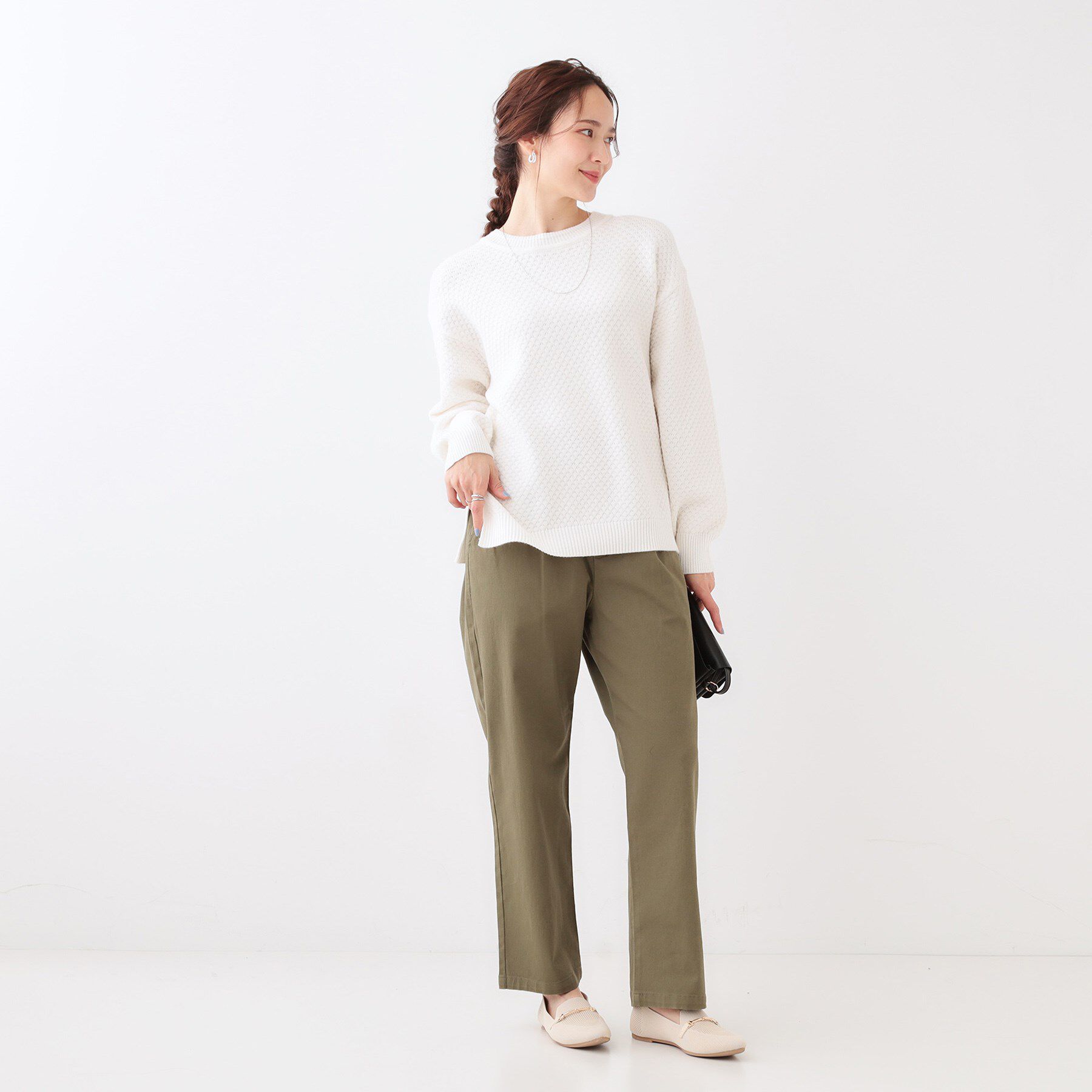 SHOO･LA･RUE「【高レビュー/洗える/S-LL】ポコポコの表面感が魅力 ラーベン柄ニット」|ニット・セーター|