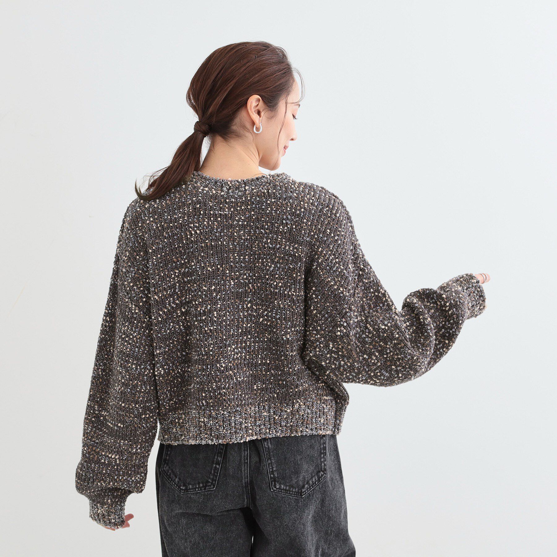 SHOO･LA･RUE「【前後2WAY/コンパクト丈】ぽこぽこ MIXニットカーディガン」|カーディガン|