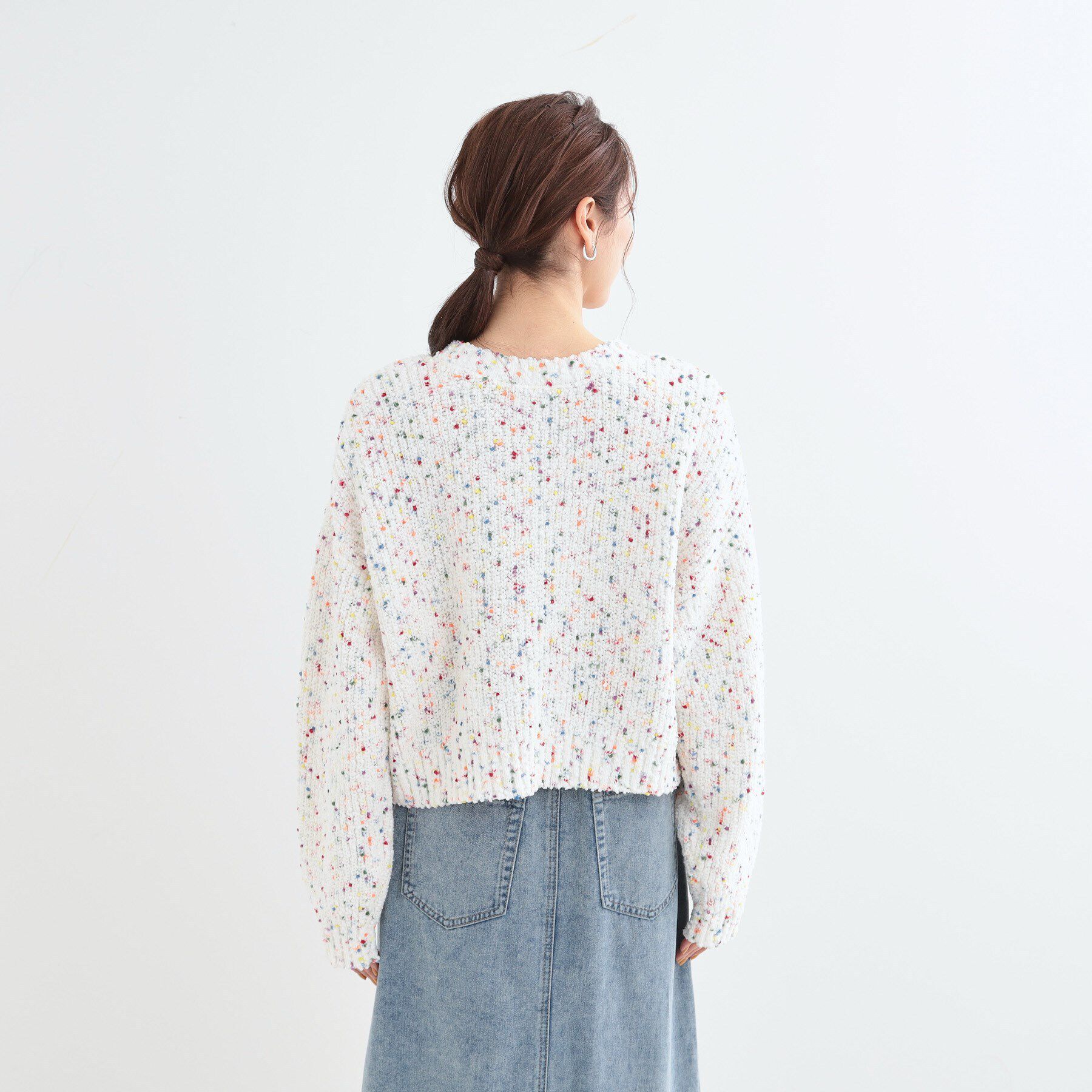 SHOO･LA･RUE「【前後2WAY/コンパクト丈】ぽこぽこ MIXニットカーディガン」|カーディガン|