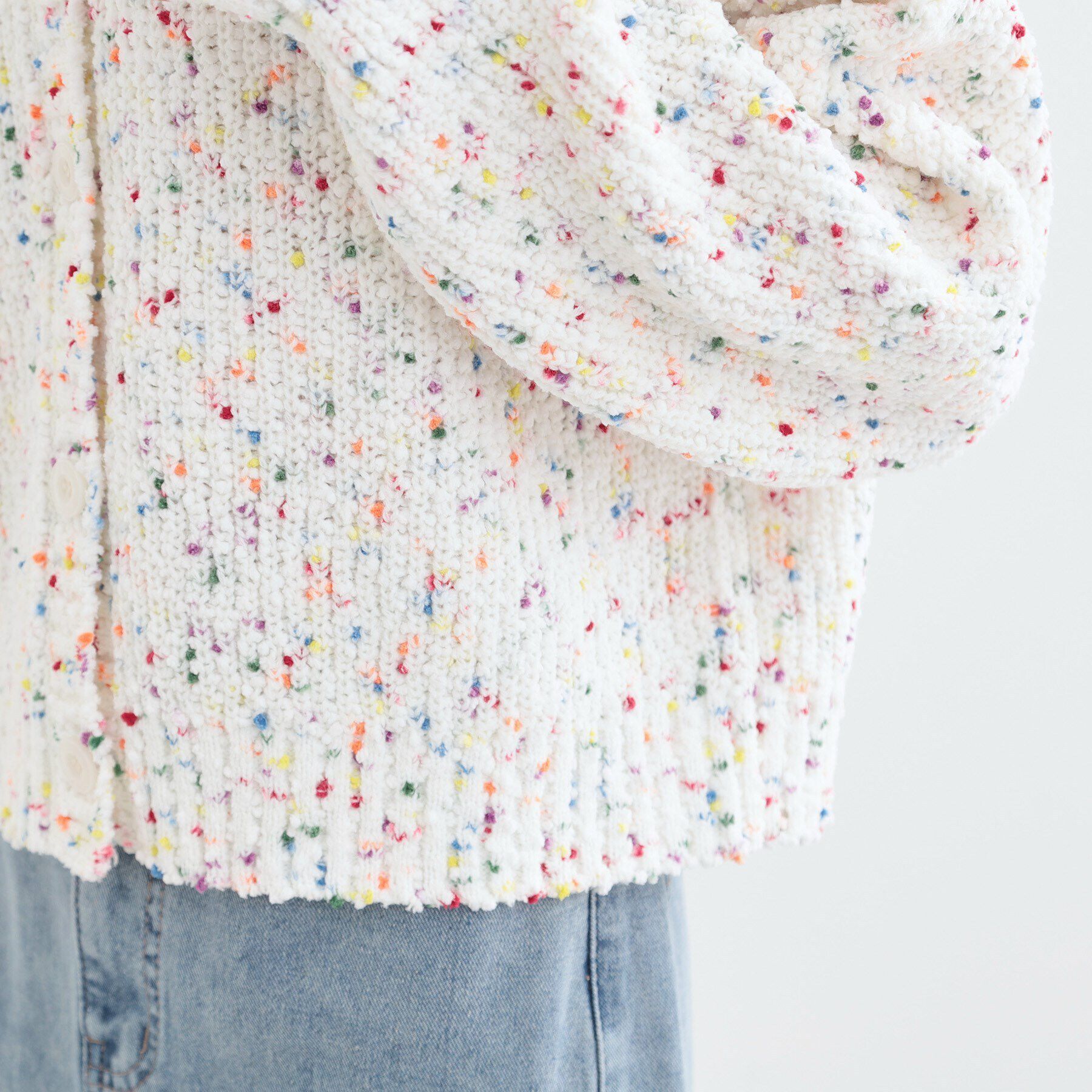 SHOO･LA･RUE「【前後2WAY/コンパクト丈】ぽこぽこ MIXニットカーディガン」|カーディガン|