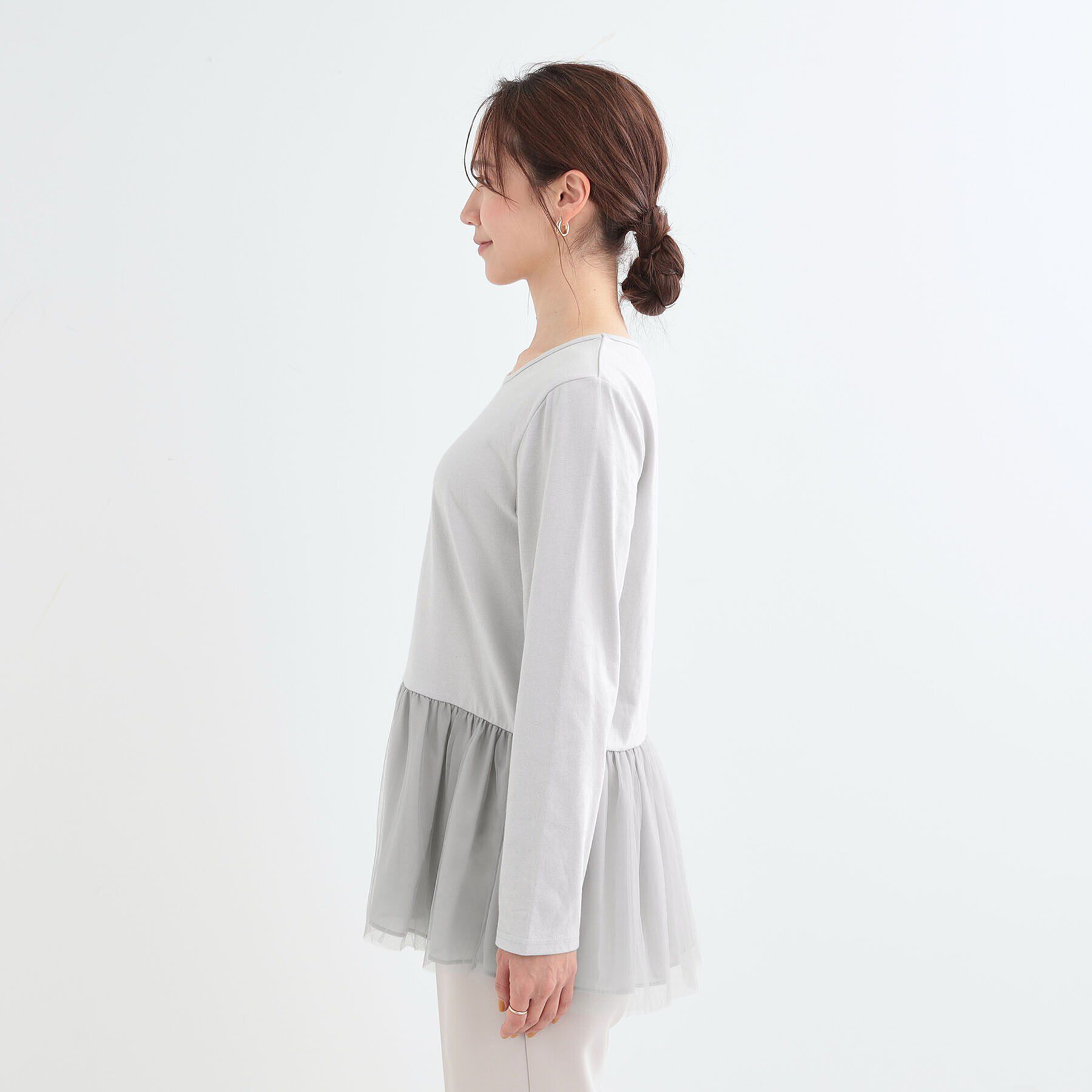 SHOO･LA･RUE「【S-LL/体型カバー】いつものコーデにプラスワン　裾チュールインナー」|Tシャツ・カットソー|