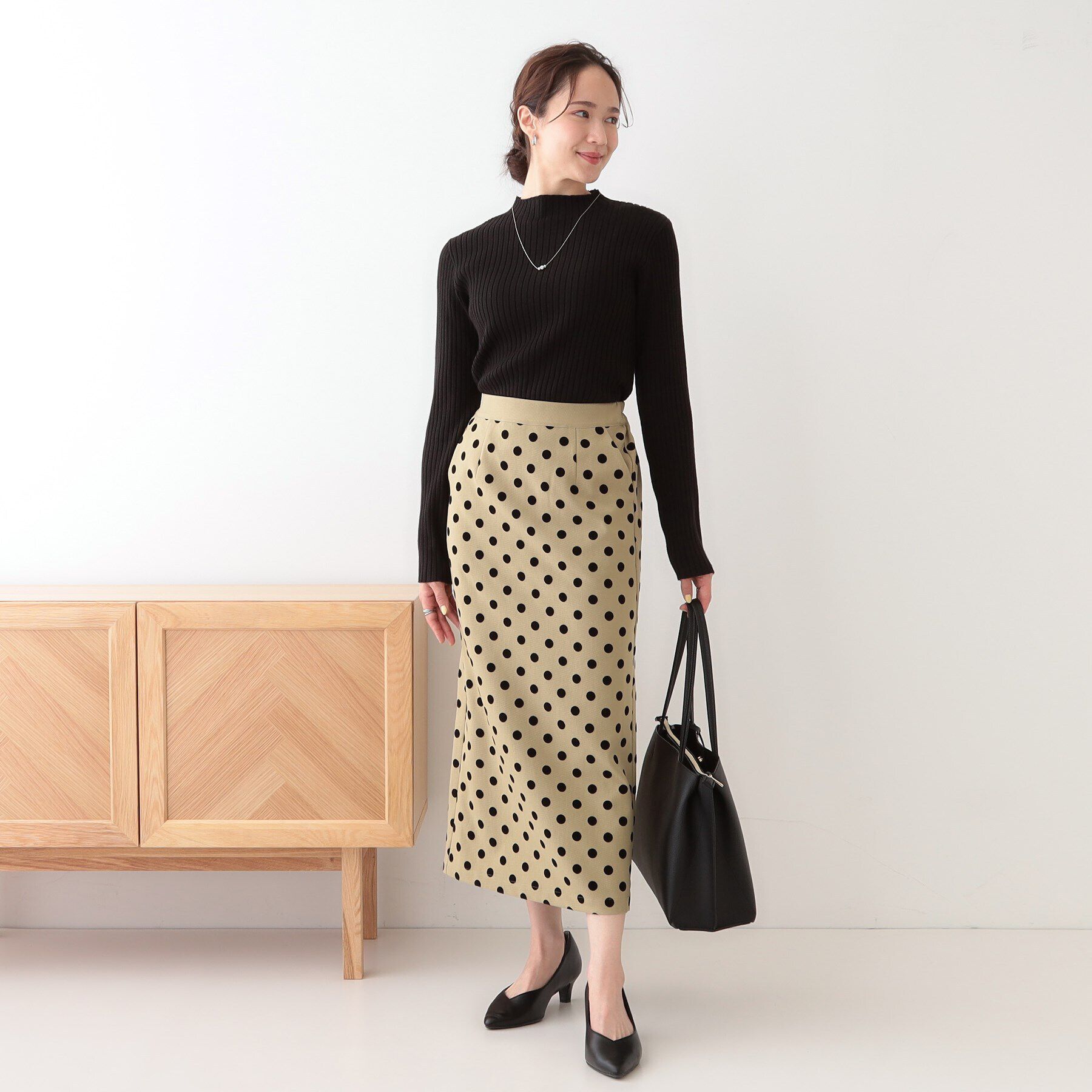 SHOO･LA･RUE「【洗える/S-LL】一枚でもインナーでも プチハイネック リブニット」|ニット・セーター|