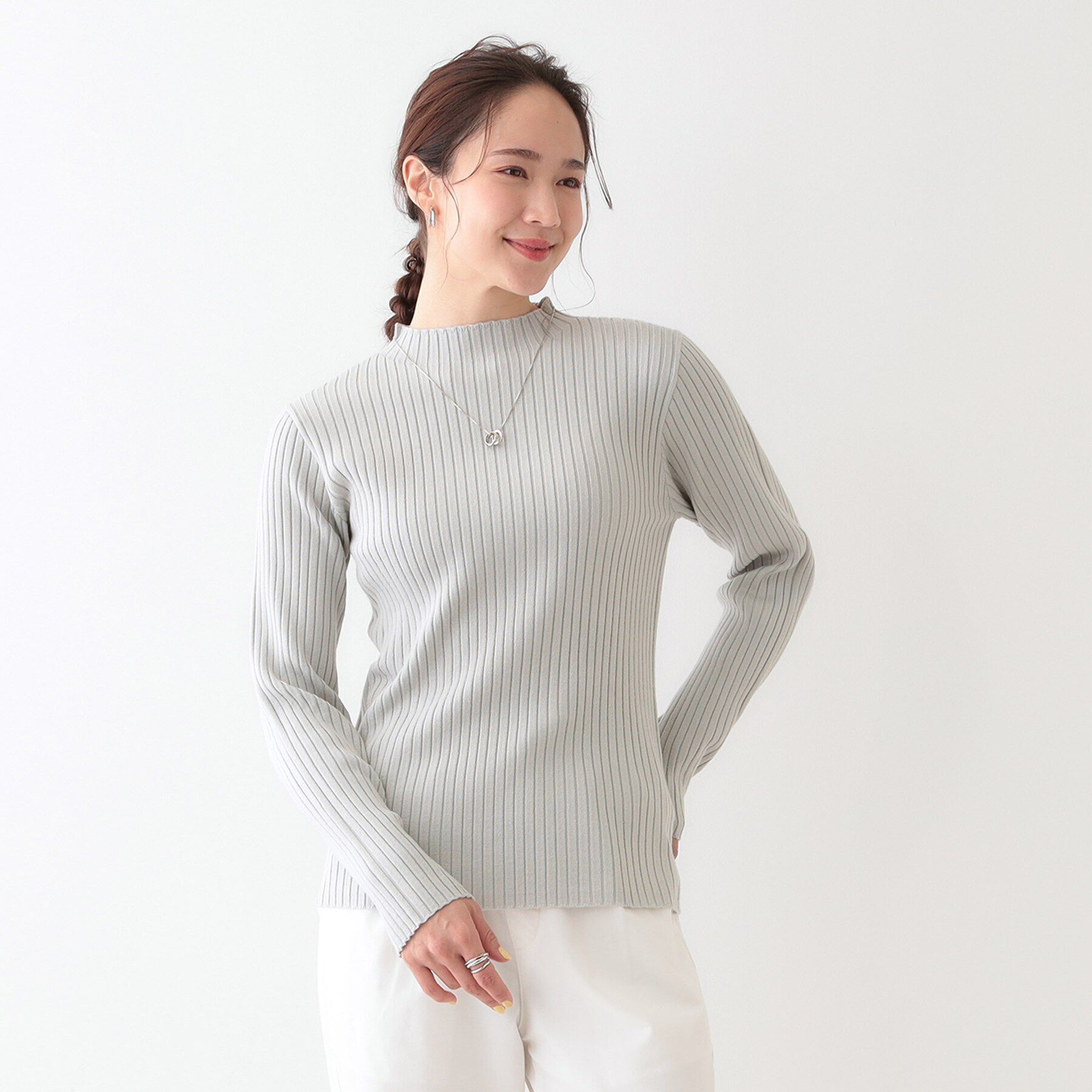 SHOO･LA･RUE「【洗える/S-LL】一枚でもインナーでも プチハイネック リブニット」|ニット・セーター|