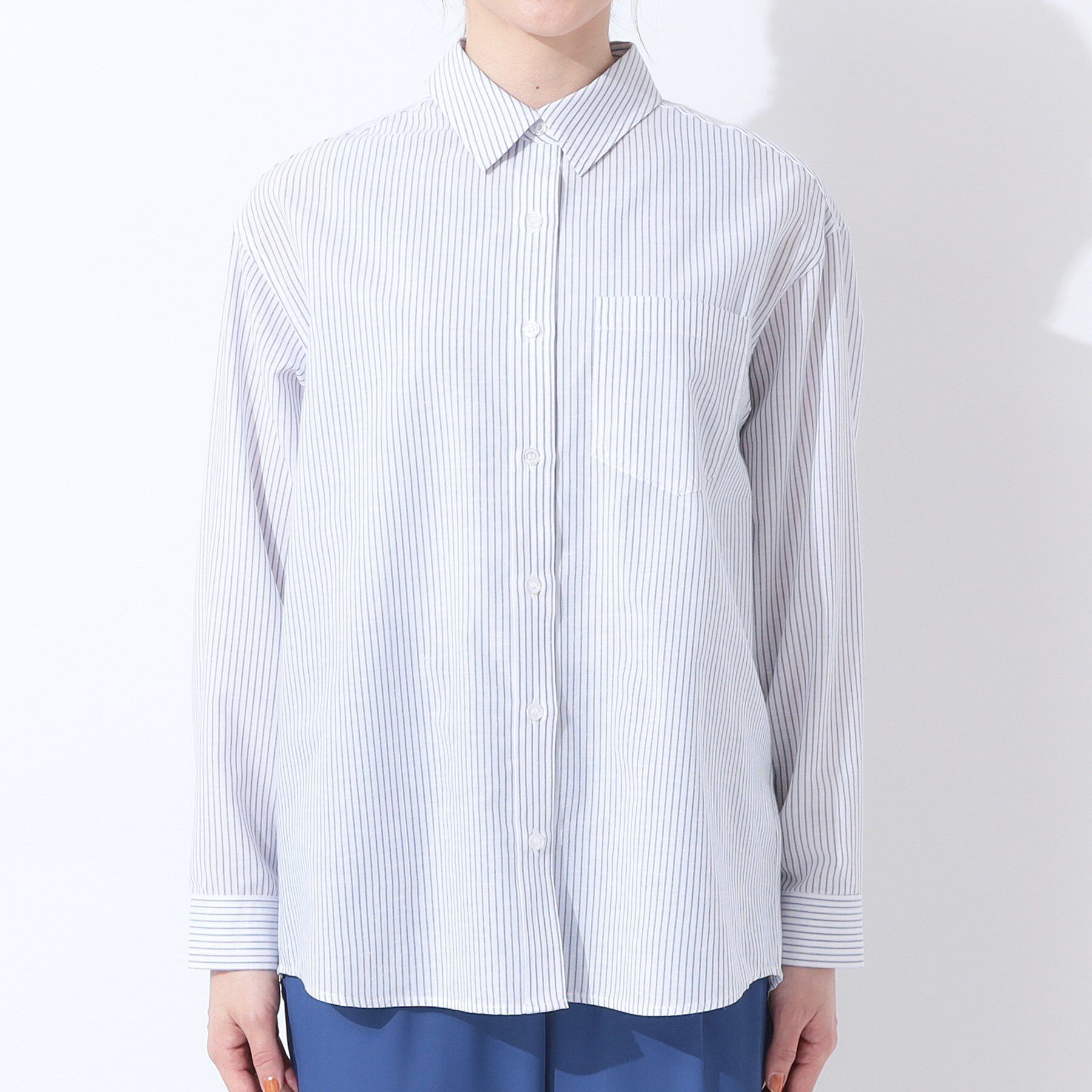 SHOO･LA･RUE「【洗える/S-LL/UV/吸水速乾】洗濯後しわになりにくいリネンブレンドシャツ」|シャツ・ブラウス|